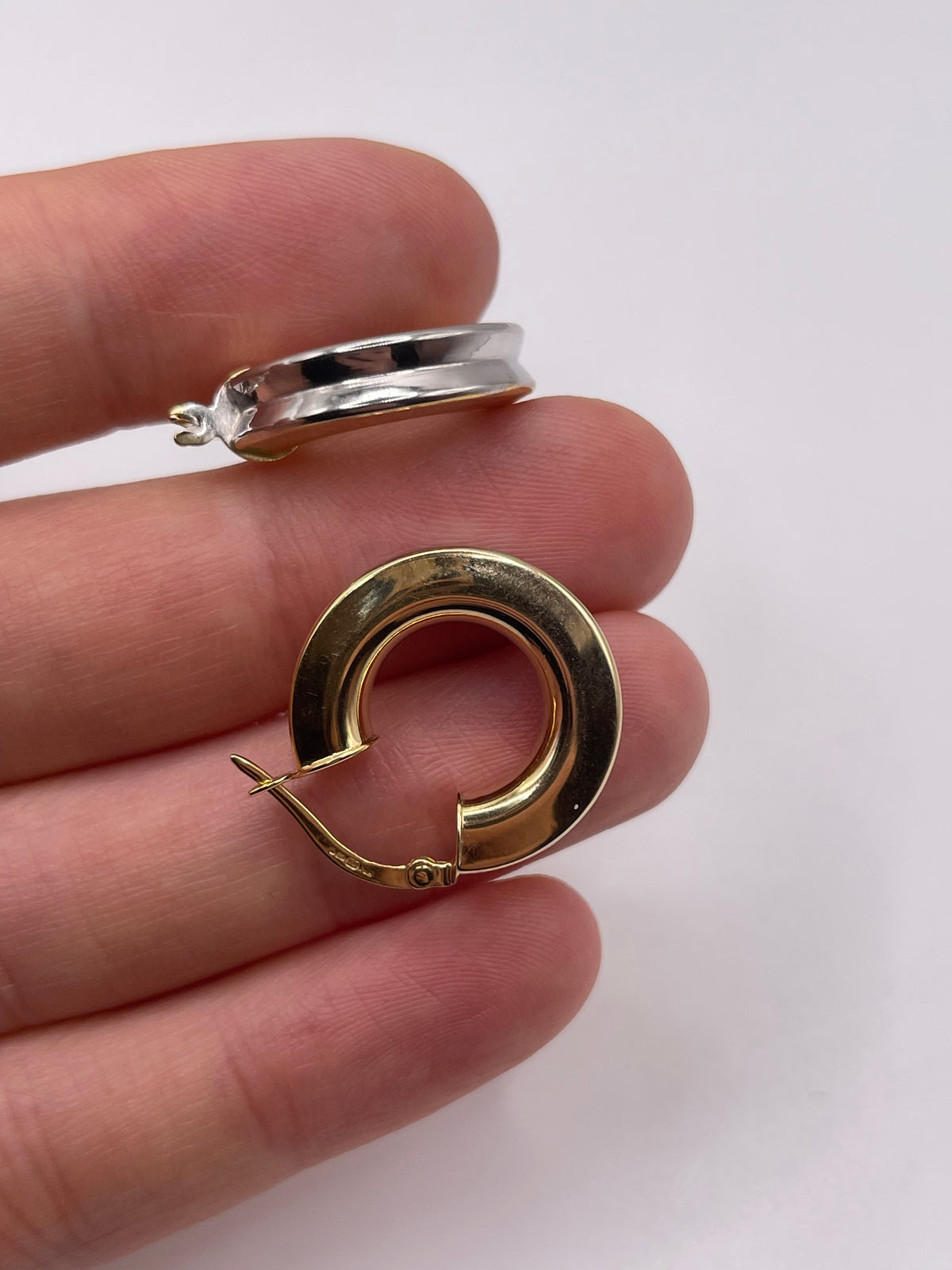 9ct two tone gold creole earrings