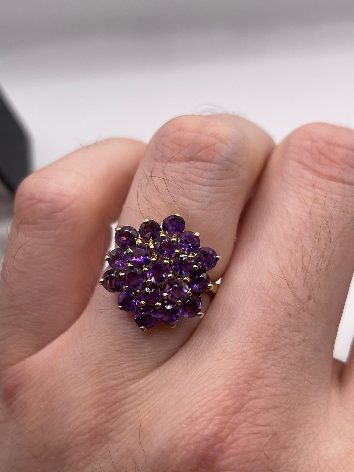 9ct gold amethyst cluster ring