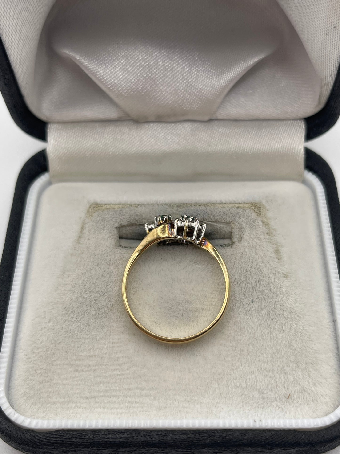 9ct gold emerald and diamond ring