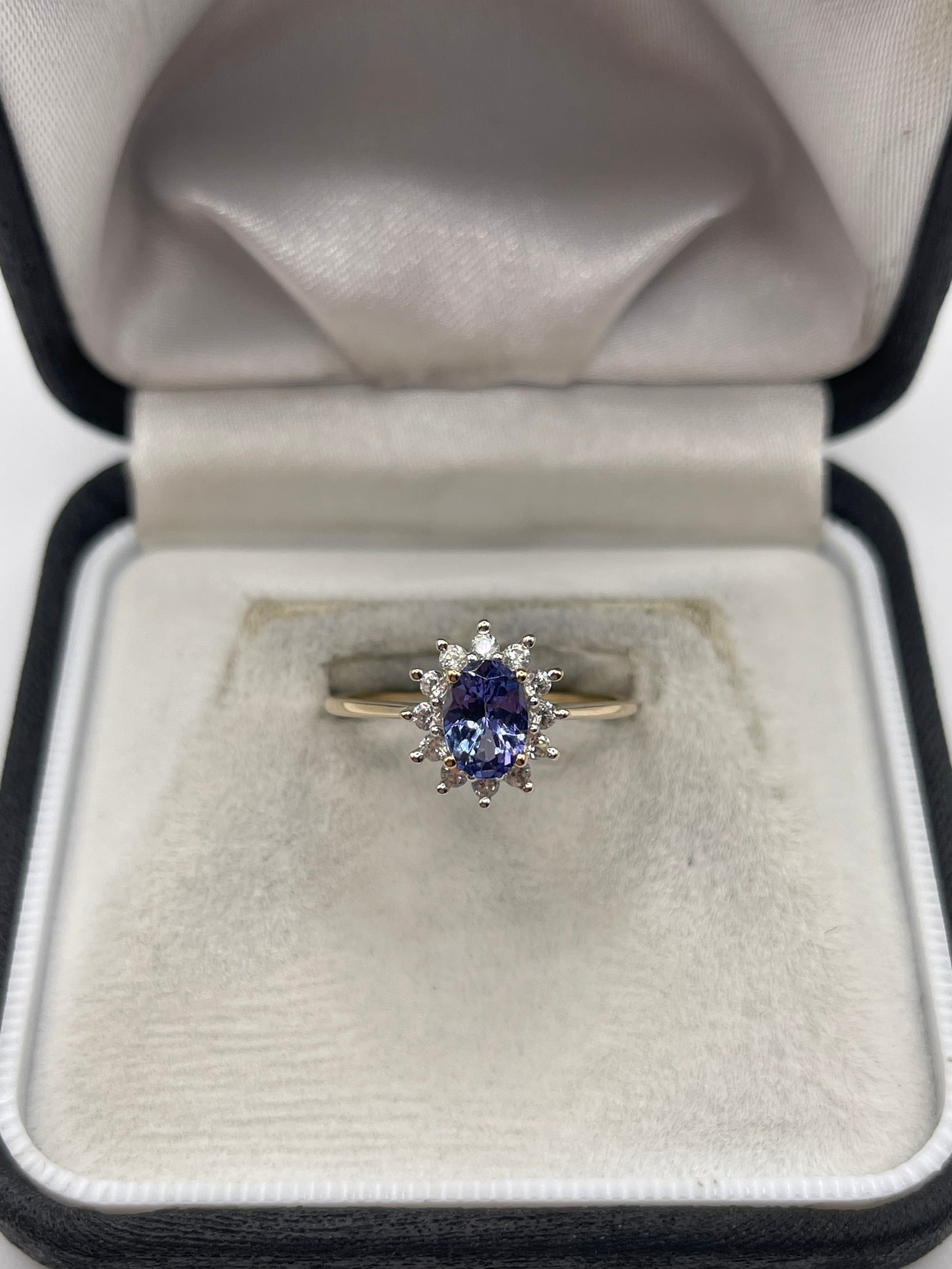9ct gold tanzanite and zircon ring