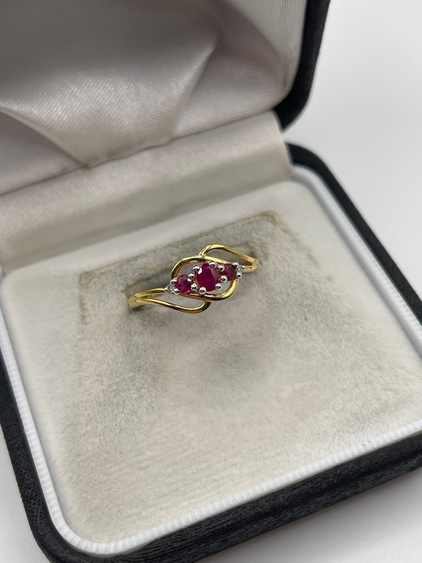 9ct gold ruby and diamond ring