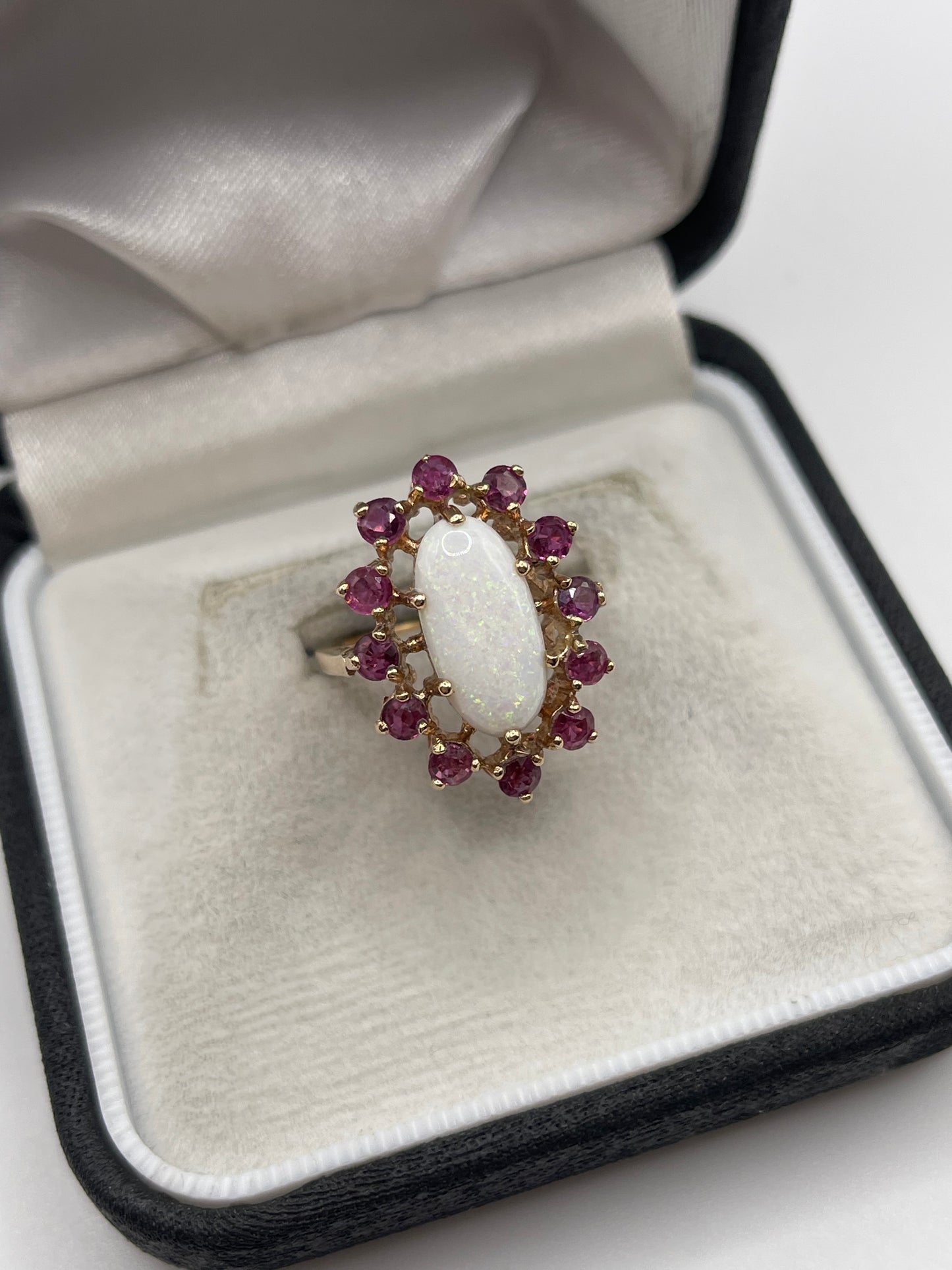 9ct gold opal and ruby ring