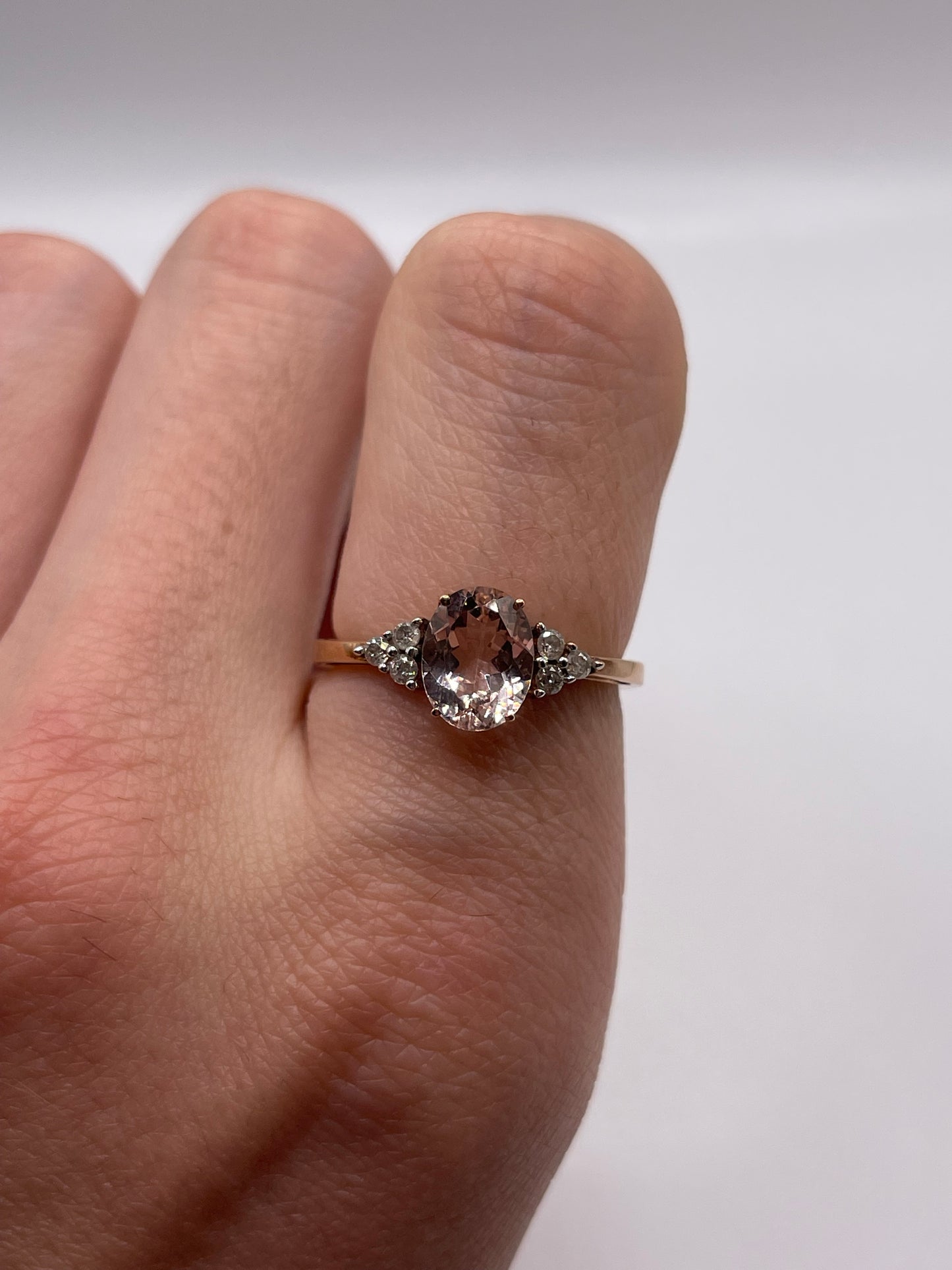 9ct rose gold morganite and diamond ring