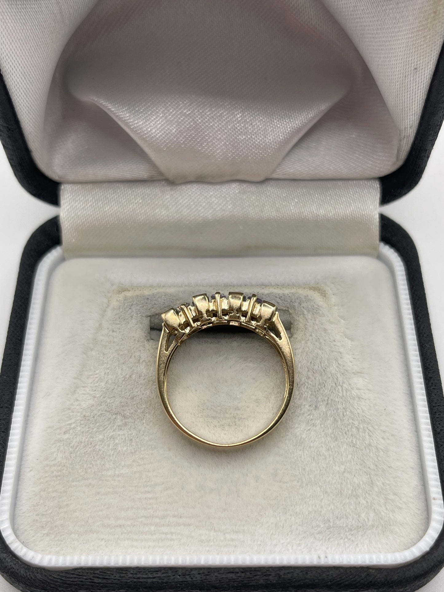 9ct gold aquamarine and tanzanite ring