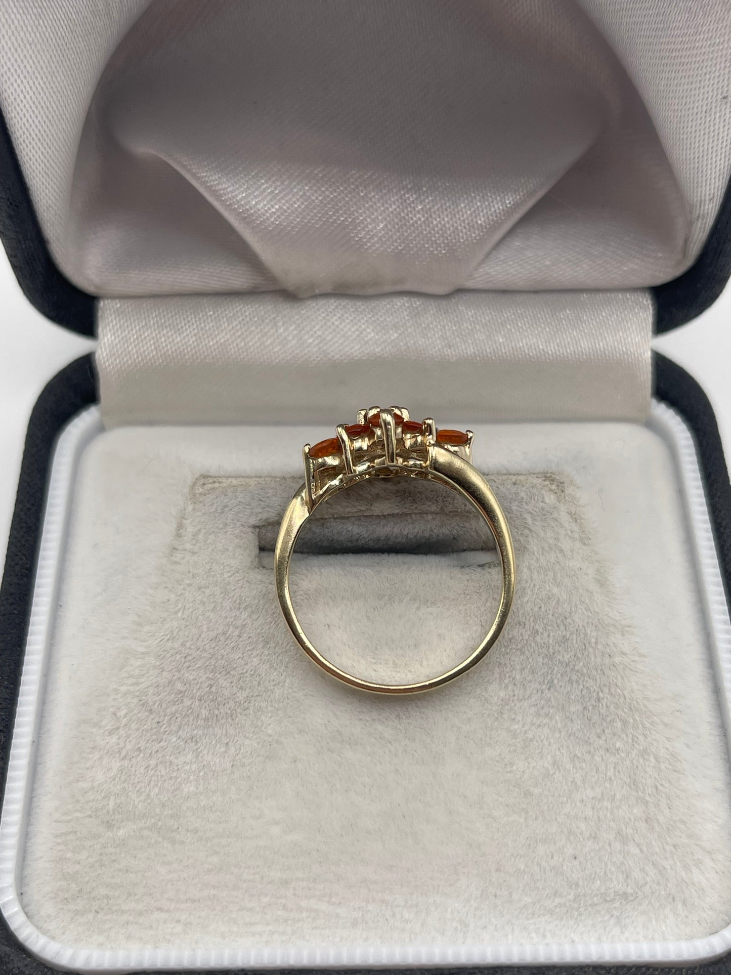 9ct gold fire opal cluster ring