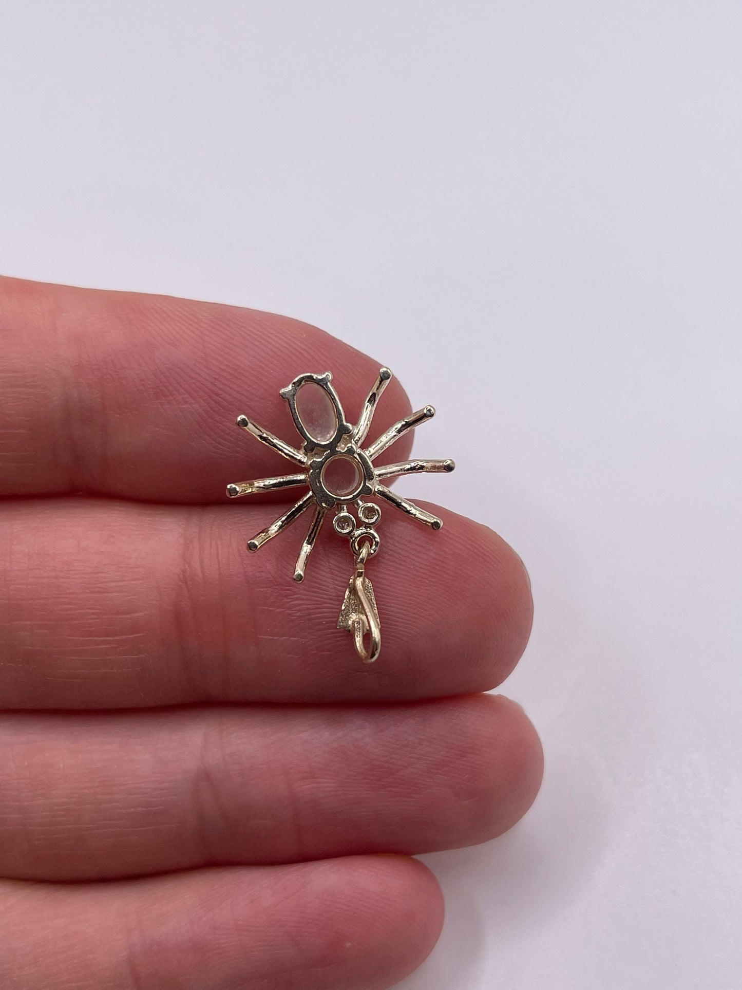 9ct gold moonstone and diamond spider pendant