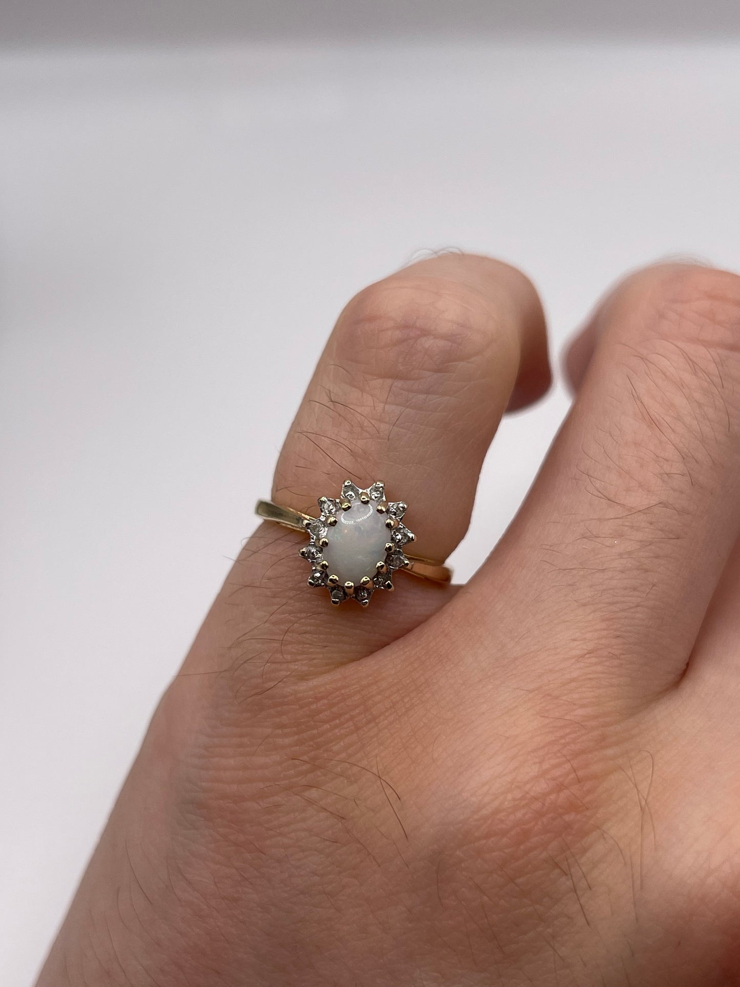 9ct gold opal and diamond ring