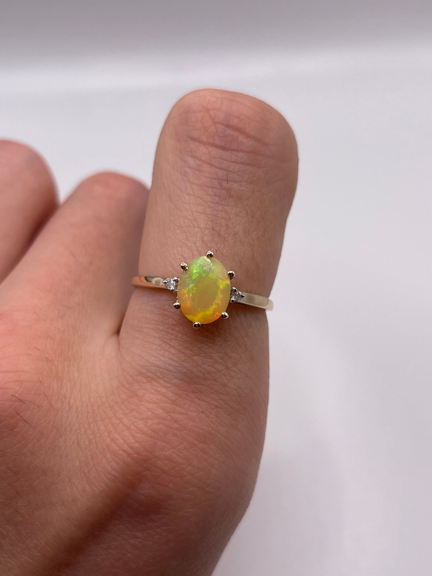9ct gold opal and zircon ring