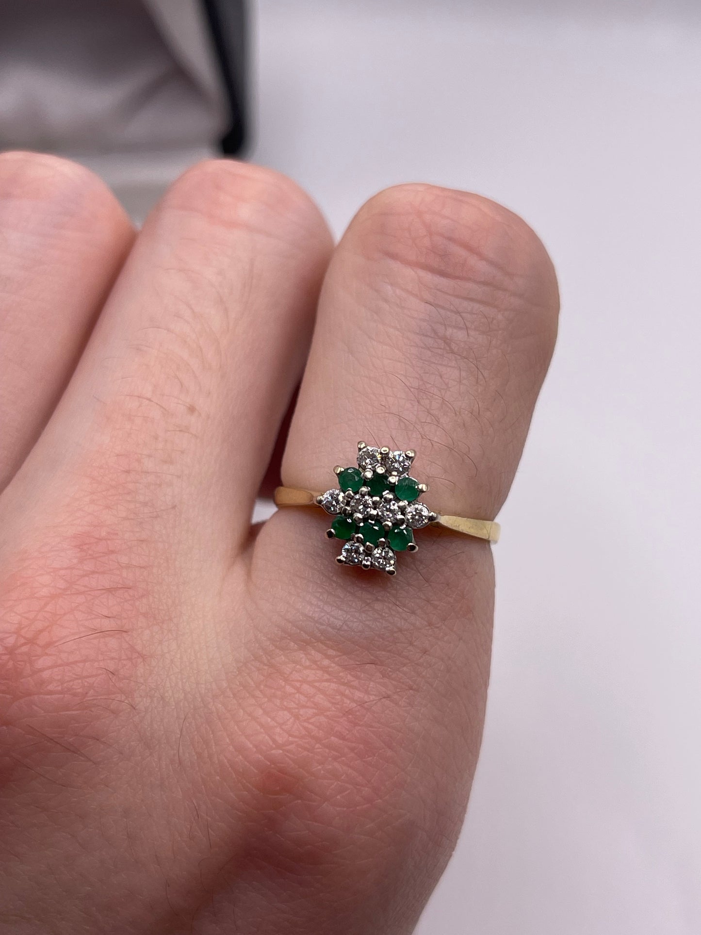 18ct gold emerald and diamond ring