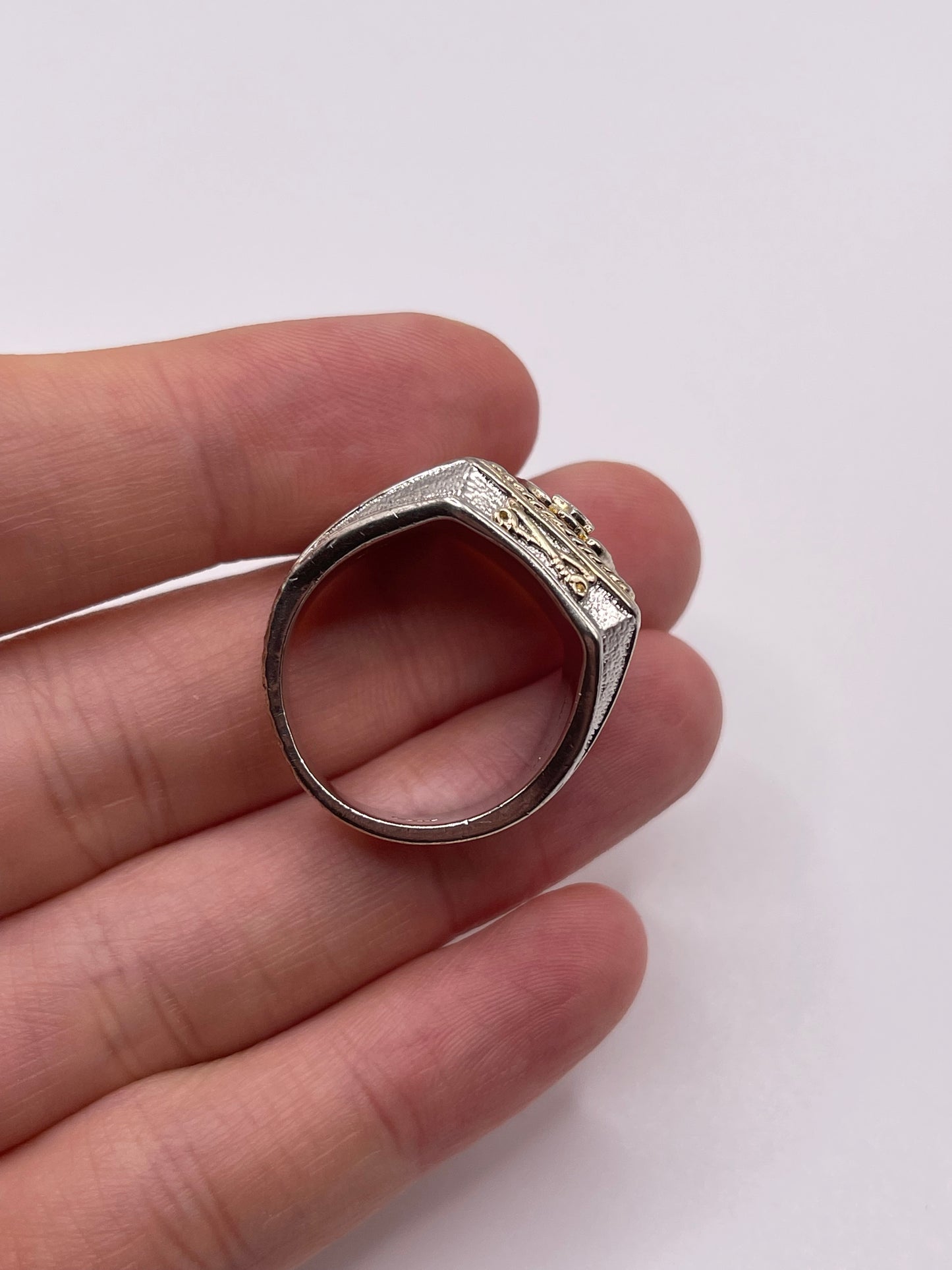 Silver enamel civil war ring