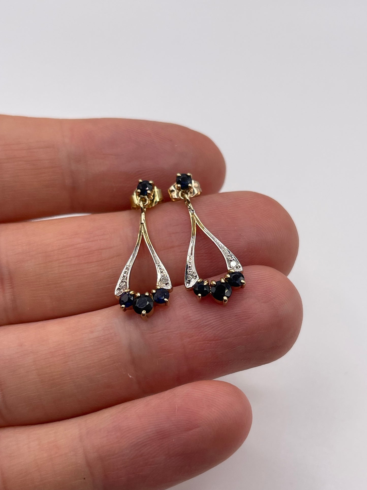 9ct gold sapphire and diamond earrings