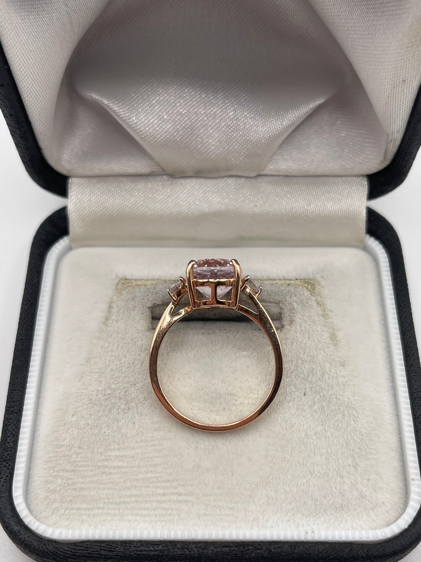 9ct rose gold morganite and zircon ring