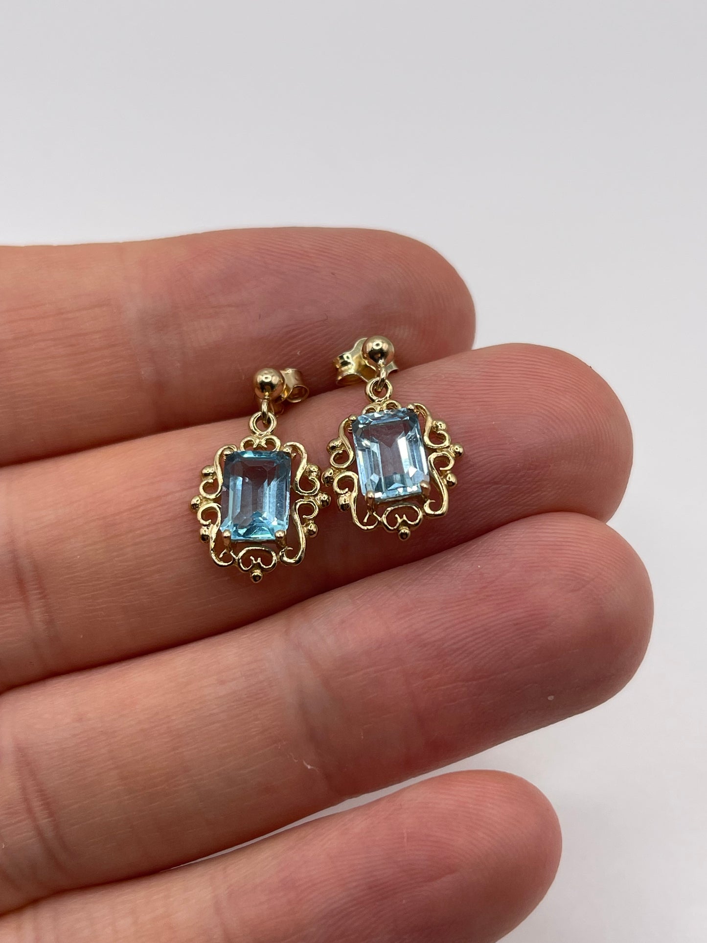 9ct gold blue topaz earrings