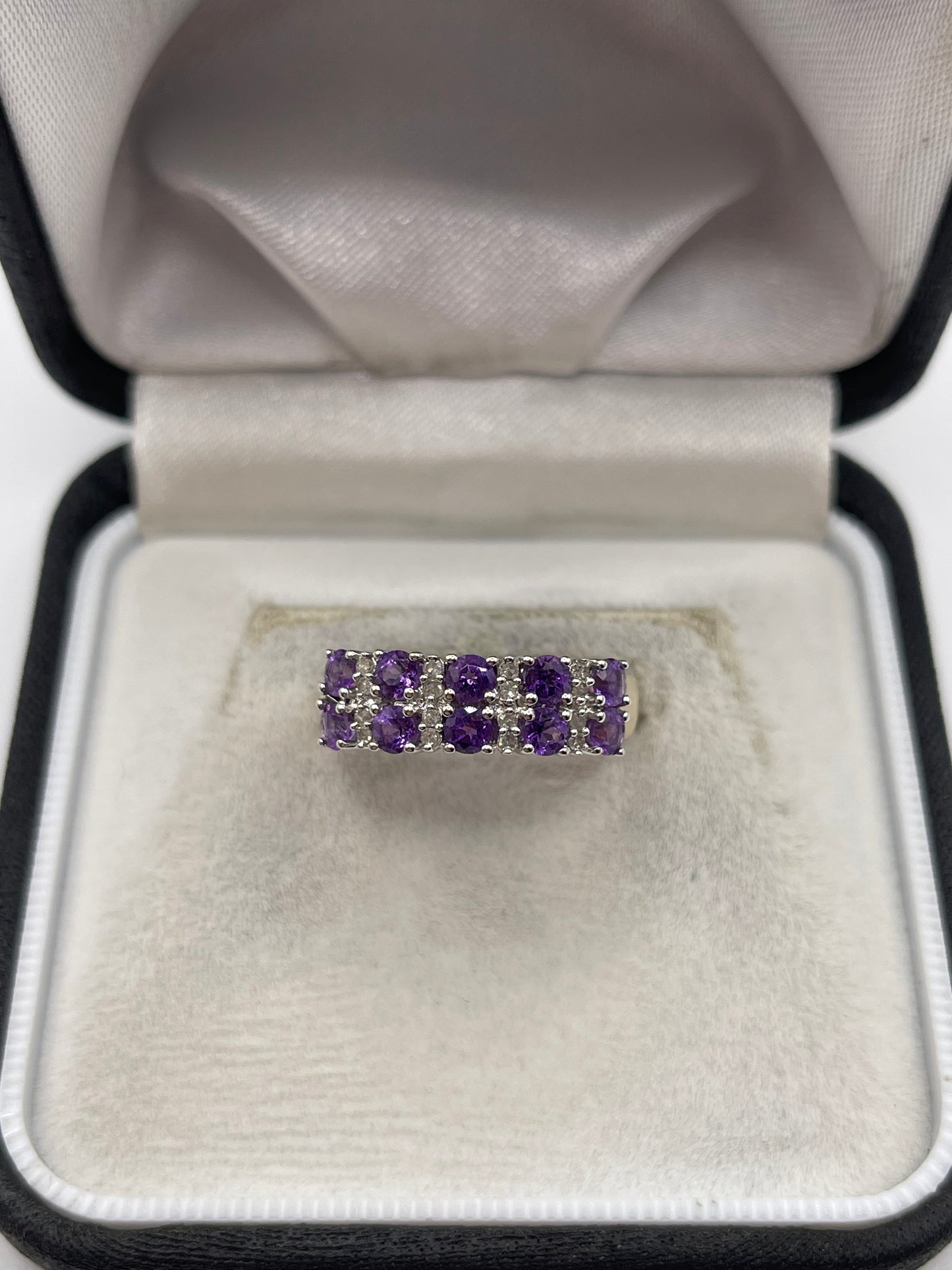9ct gold amethyst and diamond ring