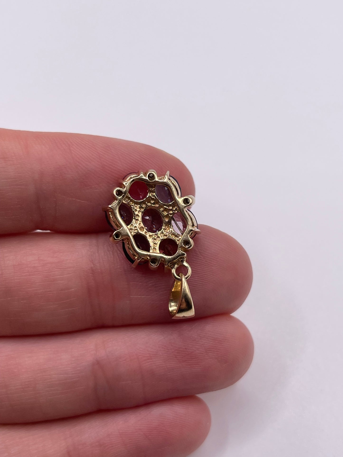 9ct gold multi coloured sapphire and diamond pendant