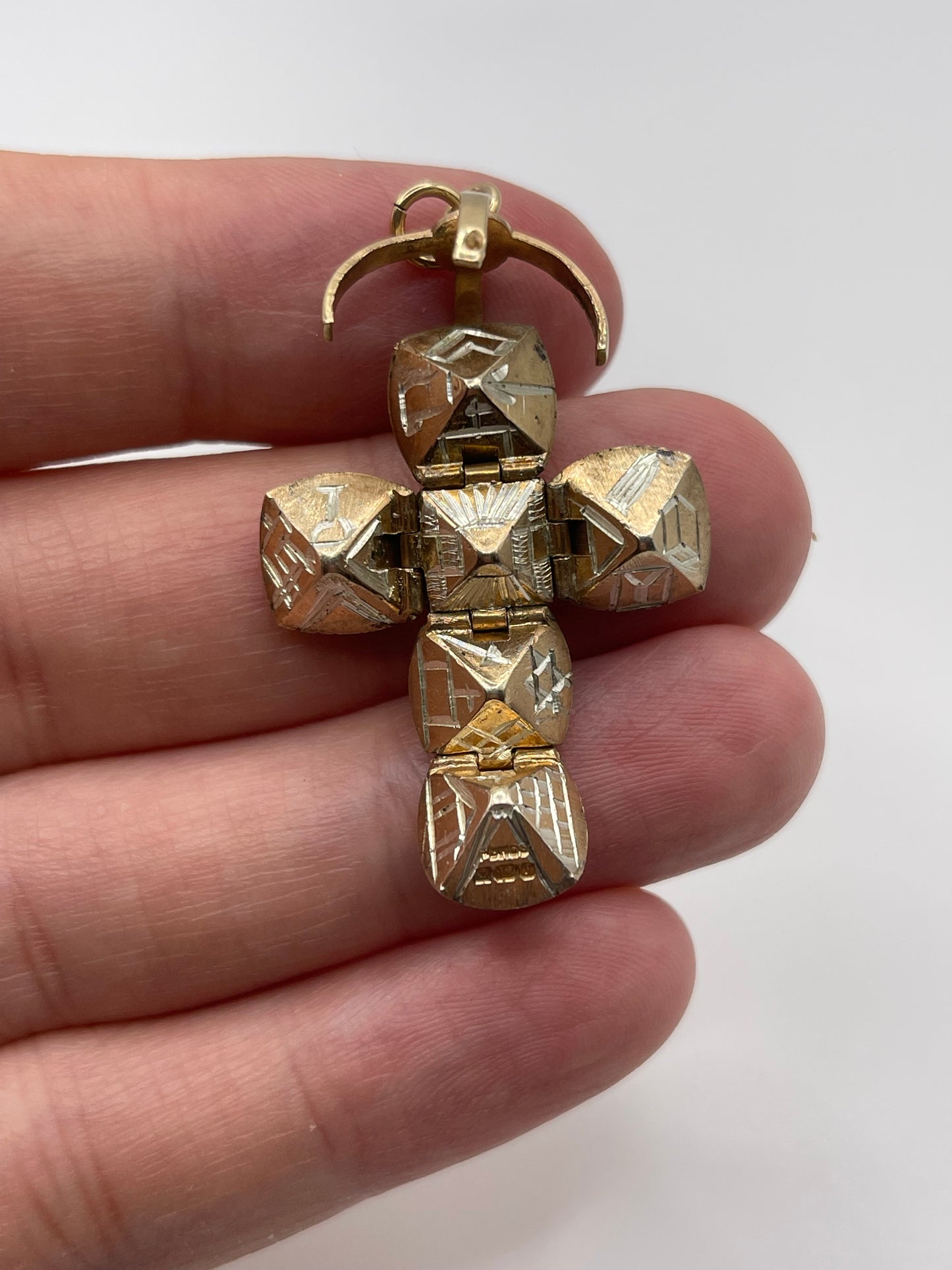 9ct gold and silver Masonic orb ball pendant