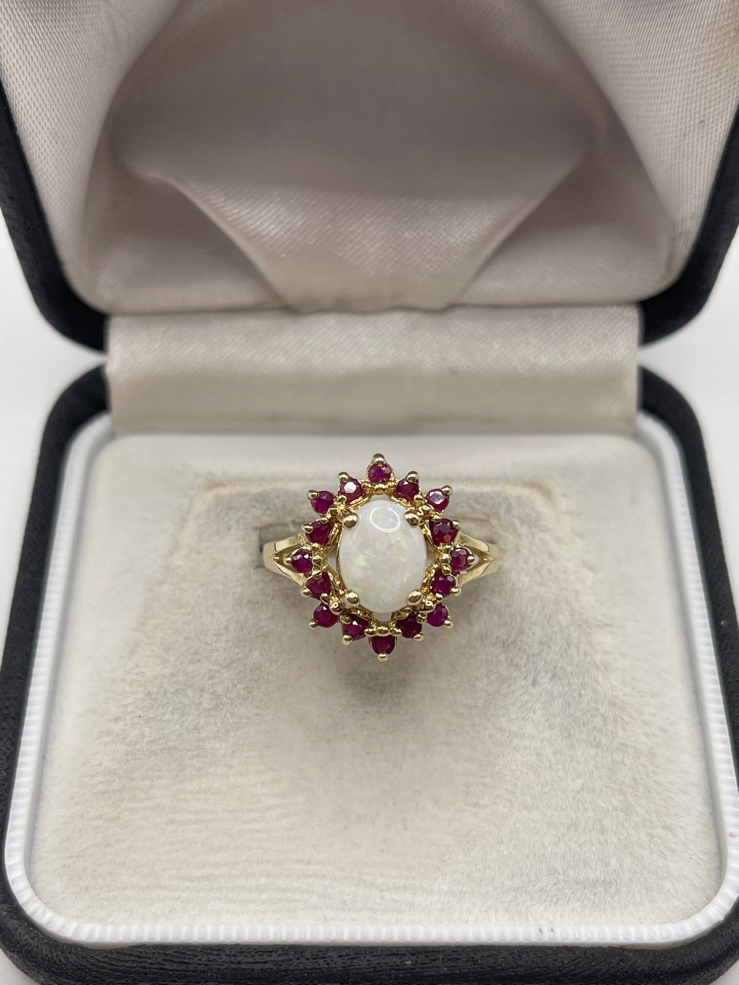 9ct gold opal and ruby ring