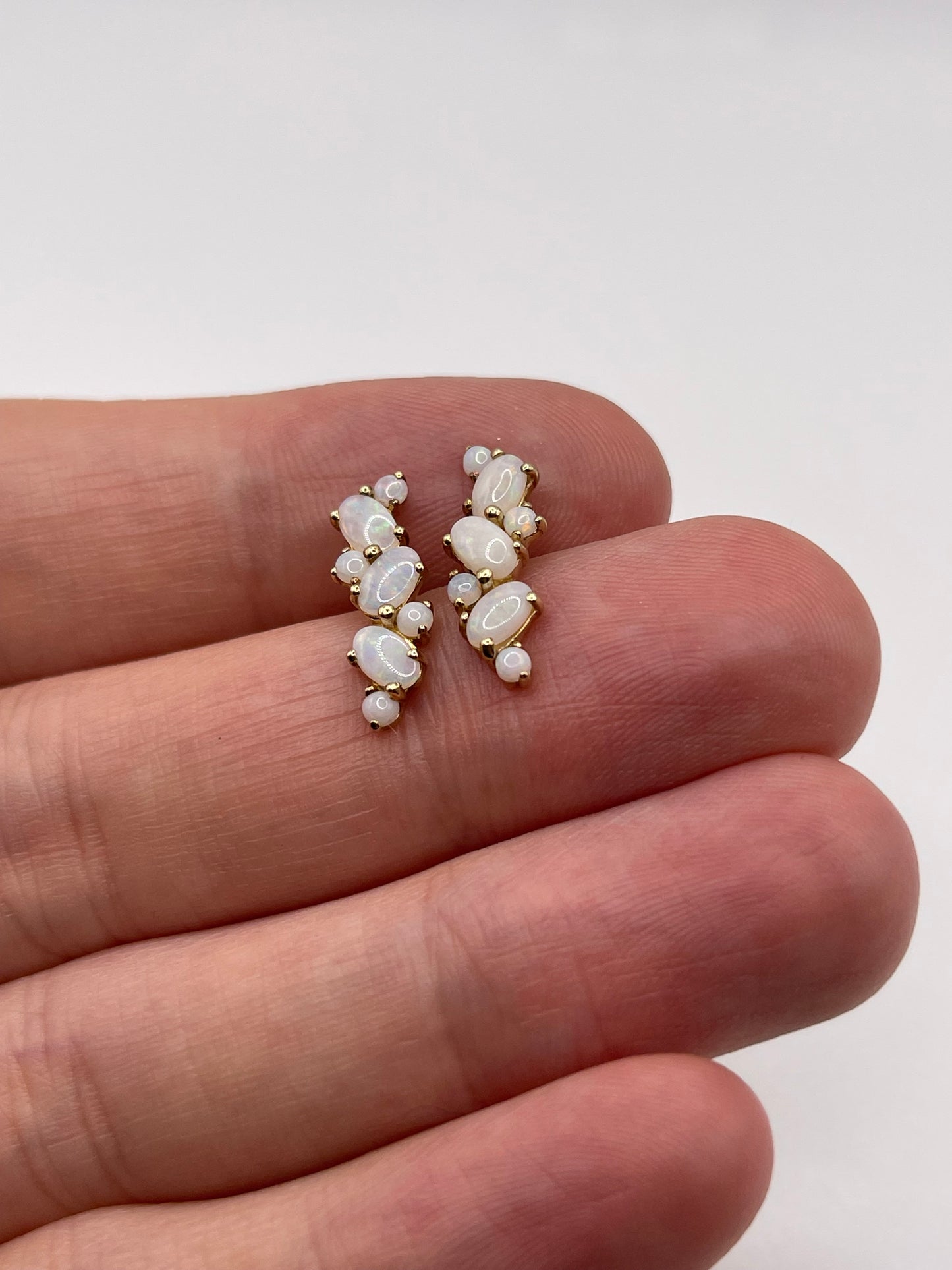 9ct gold opal cluster earrings