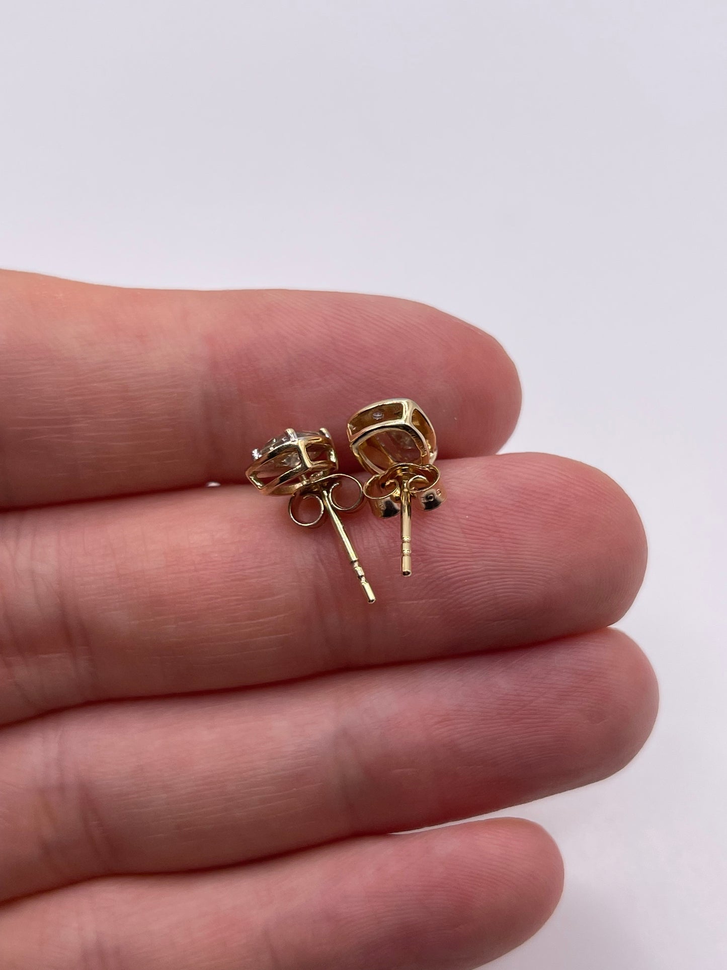 9ct gold quartz and zircon earrings