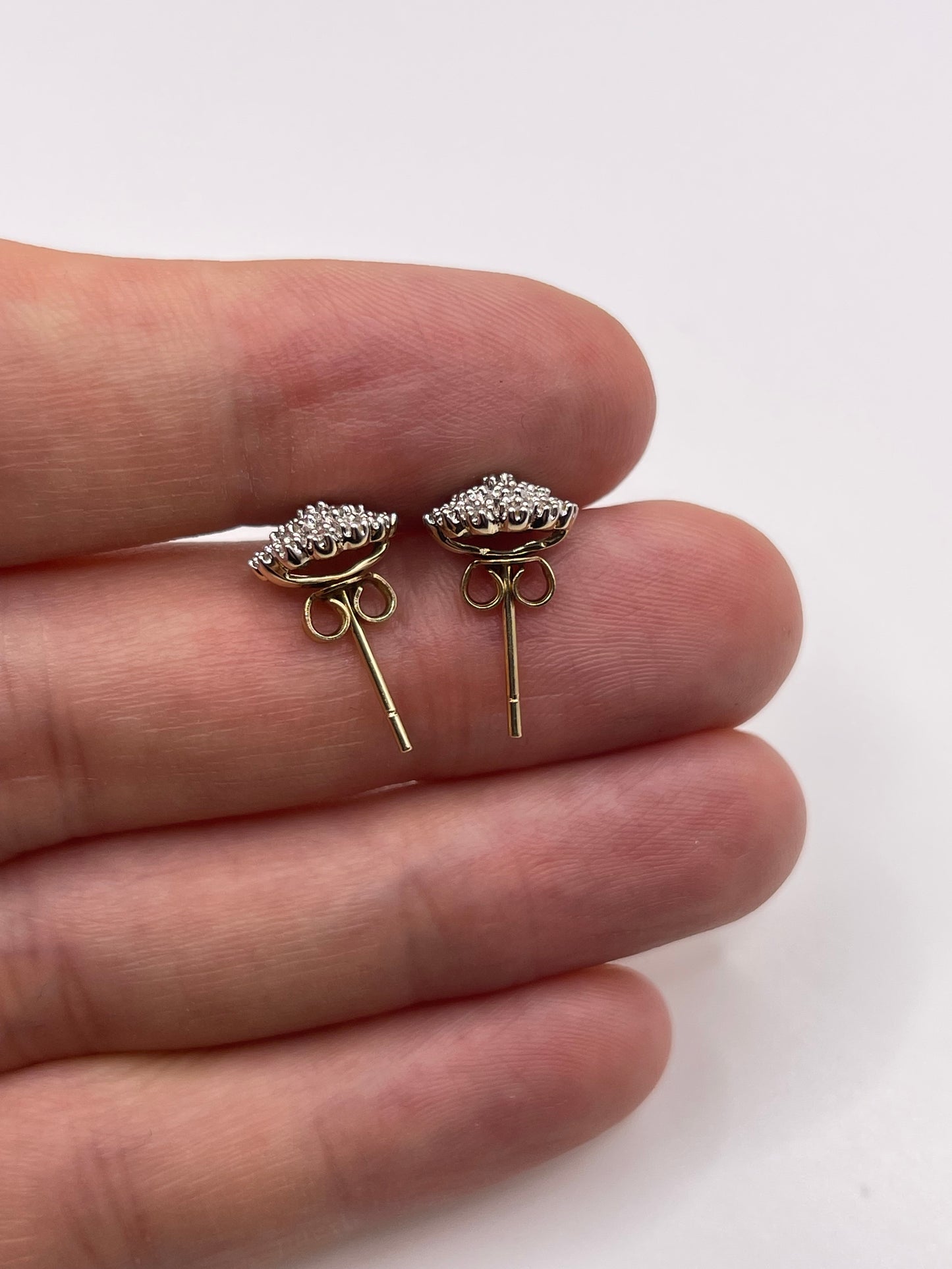 9ct gold diamond cluster earrings