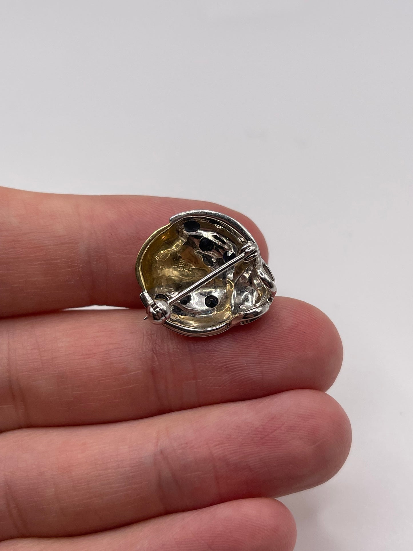 14ct two tone gold sapphire and diamond ladybug brooch / pendant
