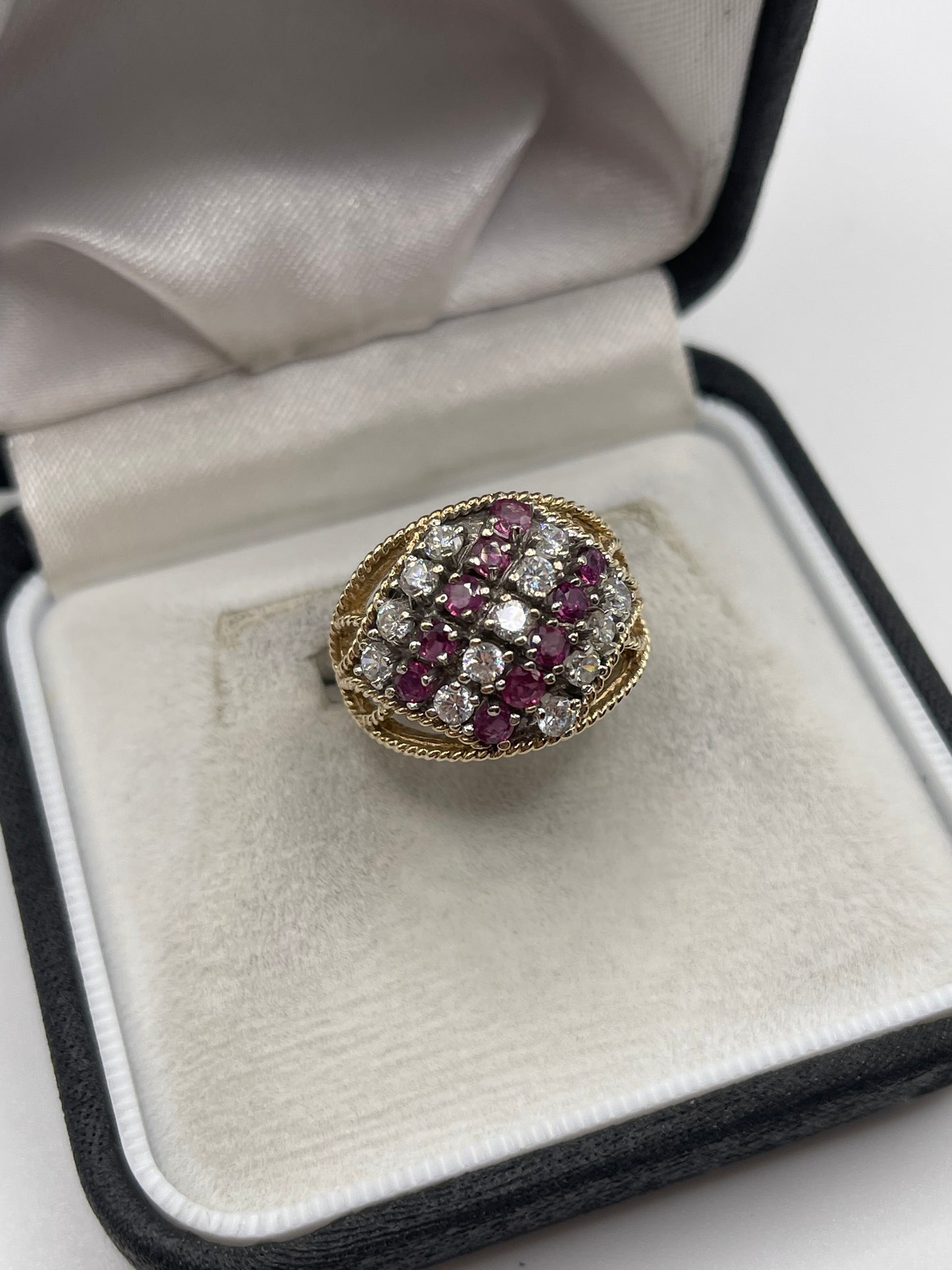 9ct gold ruby and cz ring