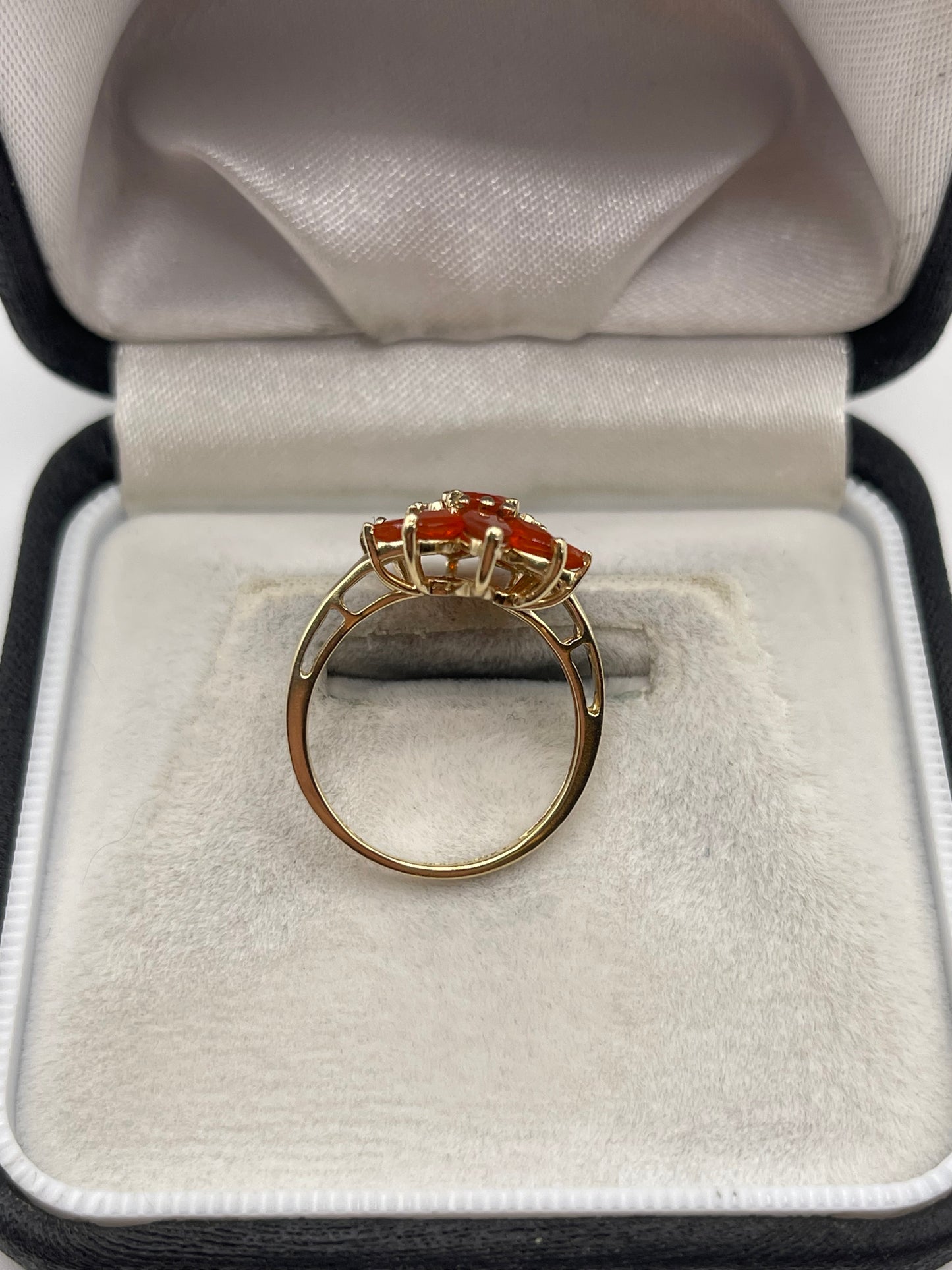 9ct gold fire opal cluster ring