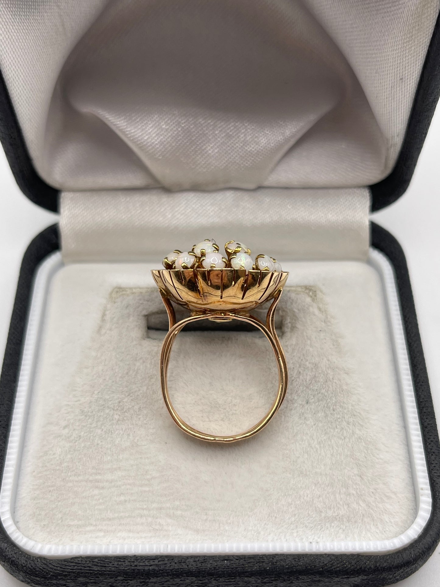14ct rose gold opal cluster ring