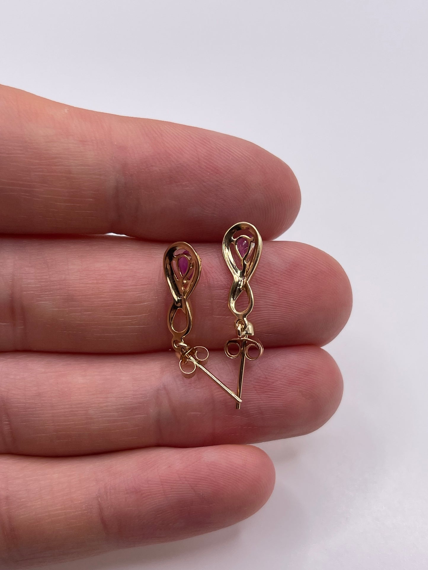 9ct gold ruby and diamond earrings