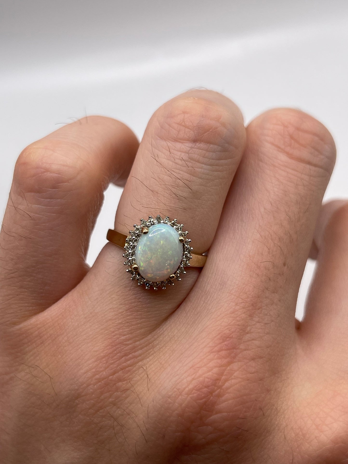 9ct gold opal and diamond ring