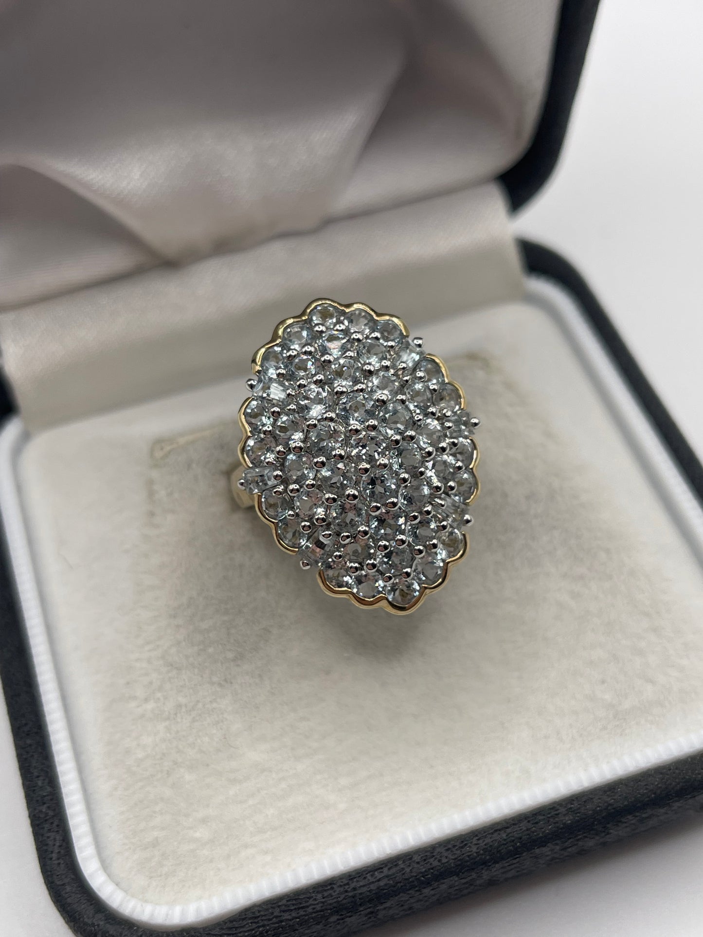 9ct gold aquamarine cluster ring