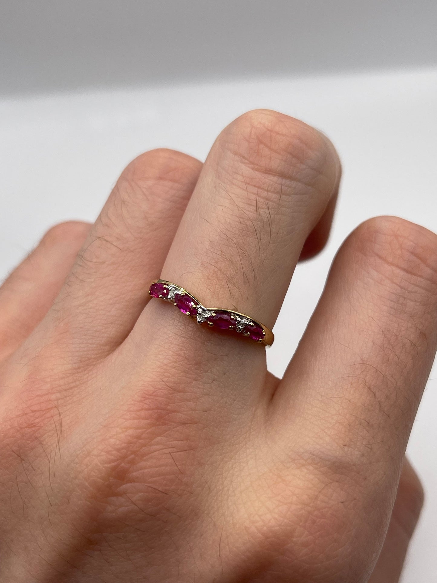 9ct gold ruby and diamond ring