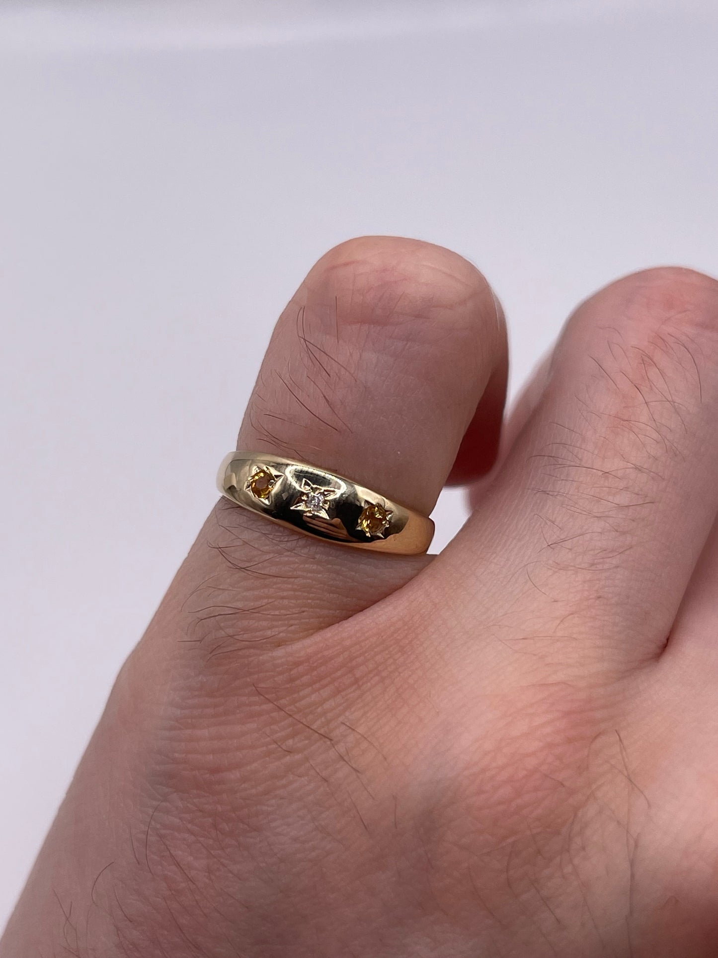 9ct gold citrine and diamond gypsy ring