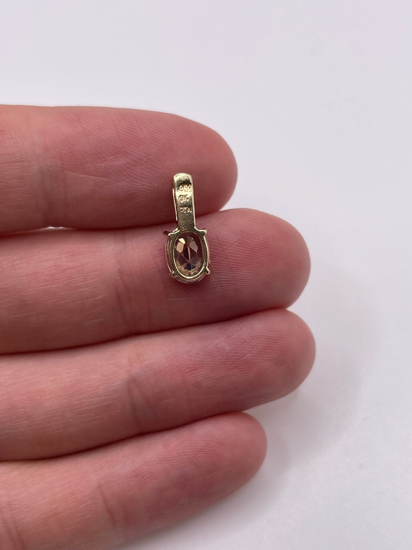 9ct gold mystic topaz and diamond pendant