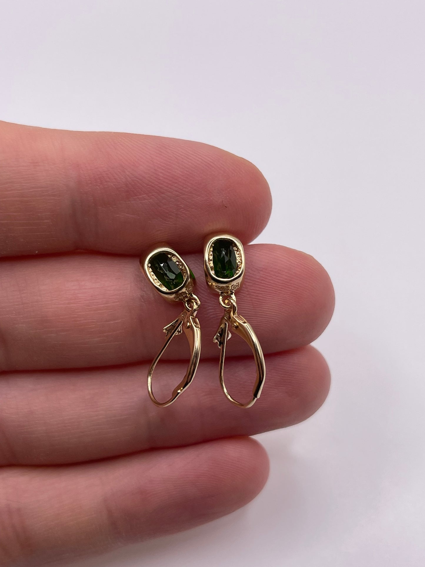 9ct gold diopside earrings