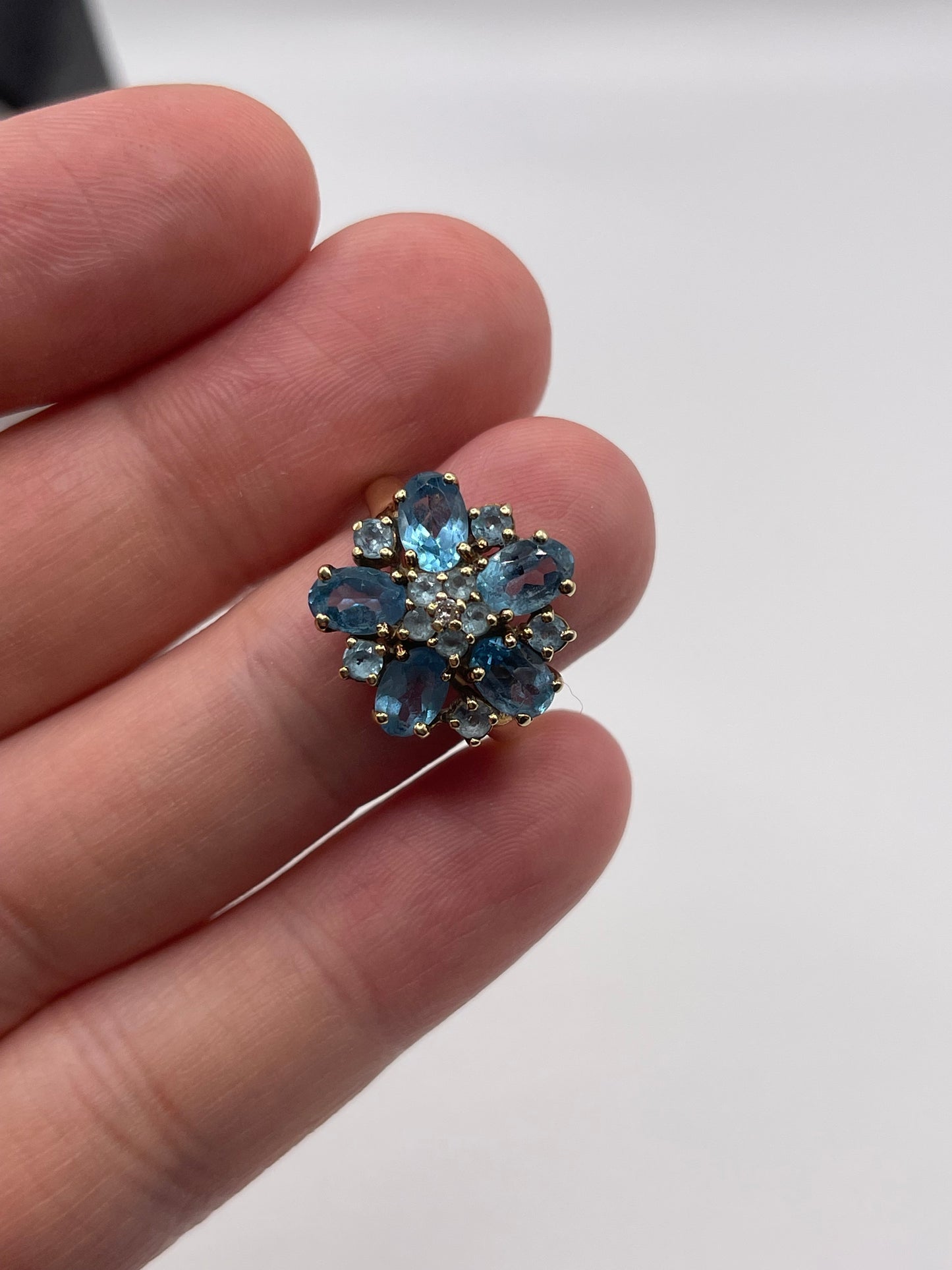 9ct gold blue topaz and diamond ring