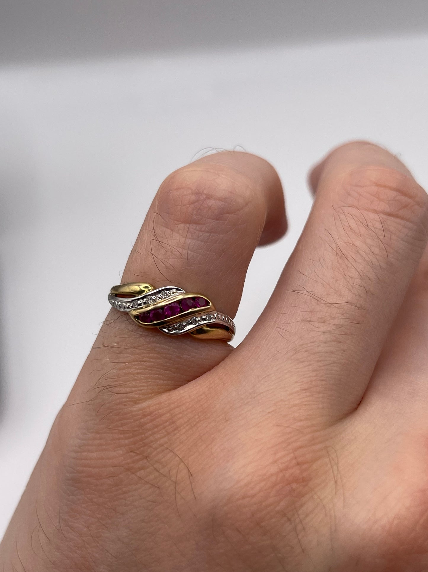 9ct gold ruby and diamond ring