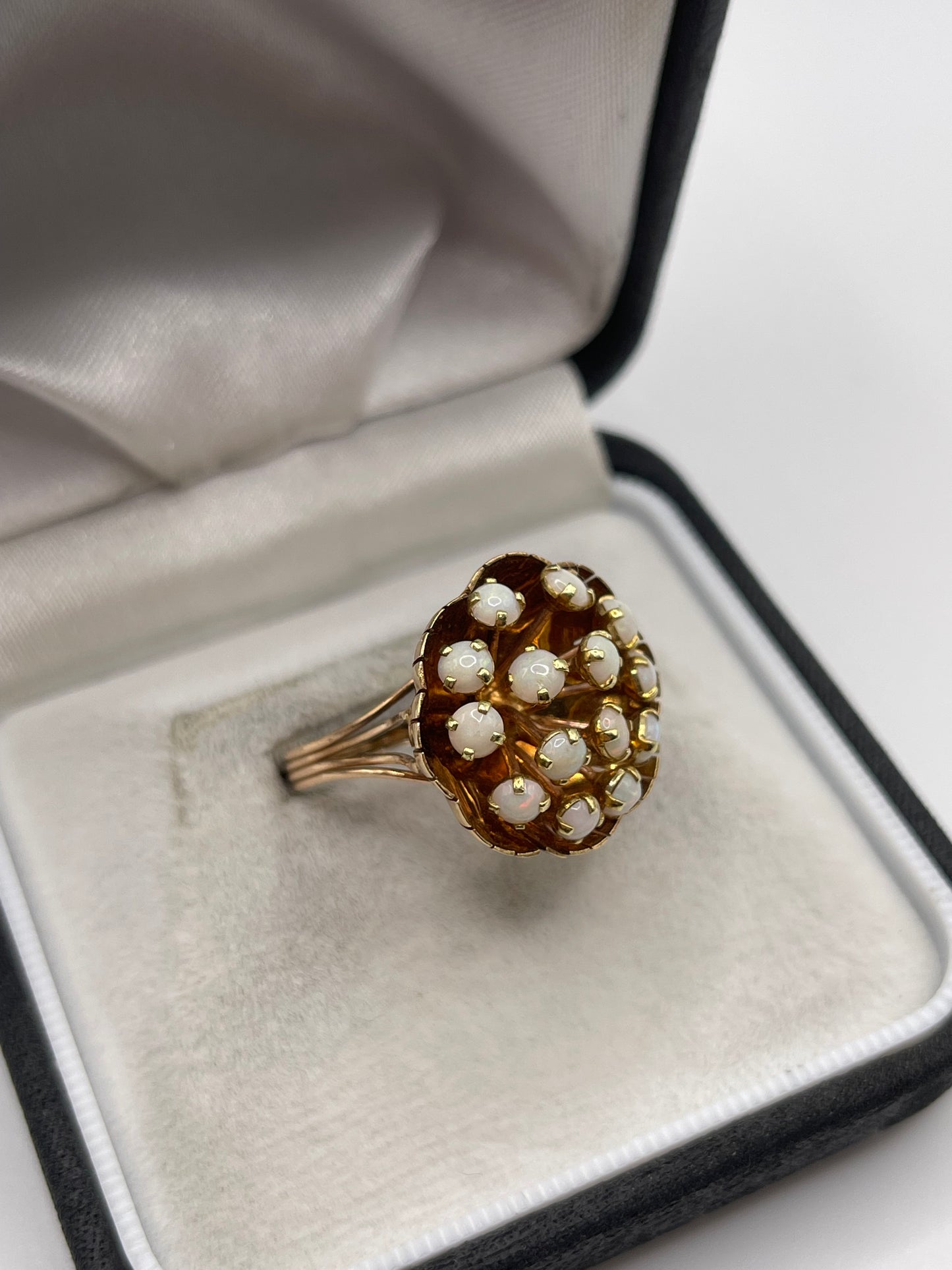 14ct rose gold opal cluster ring