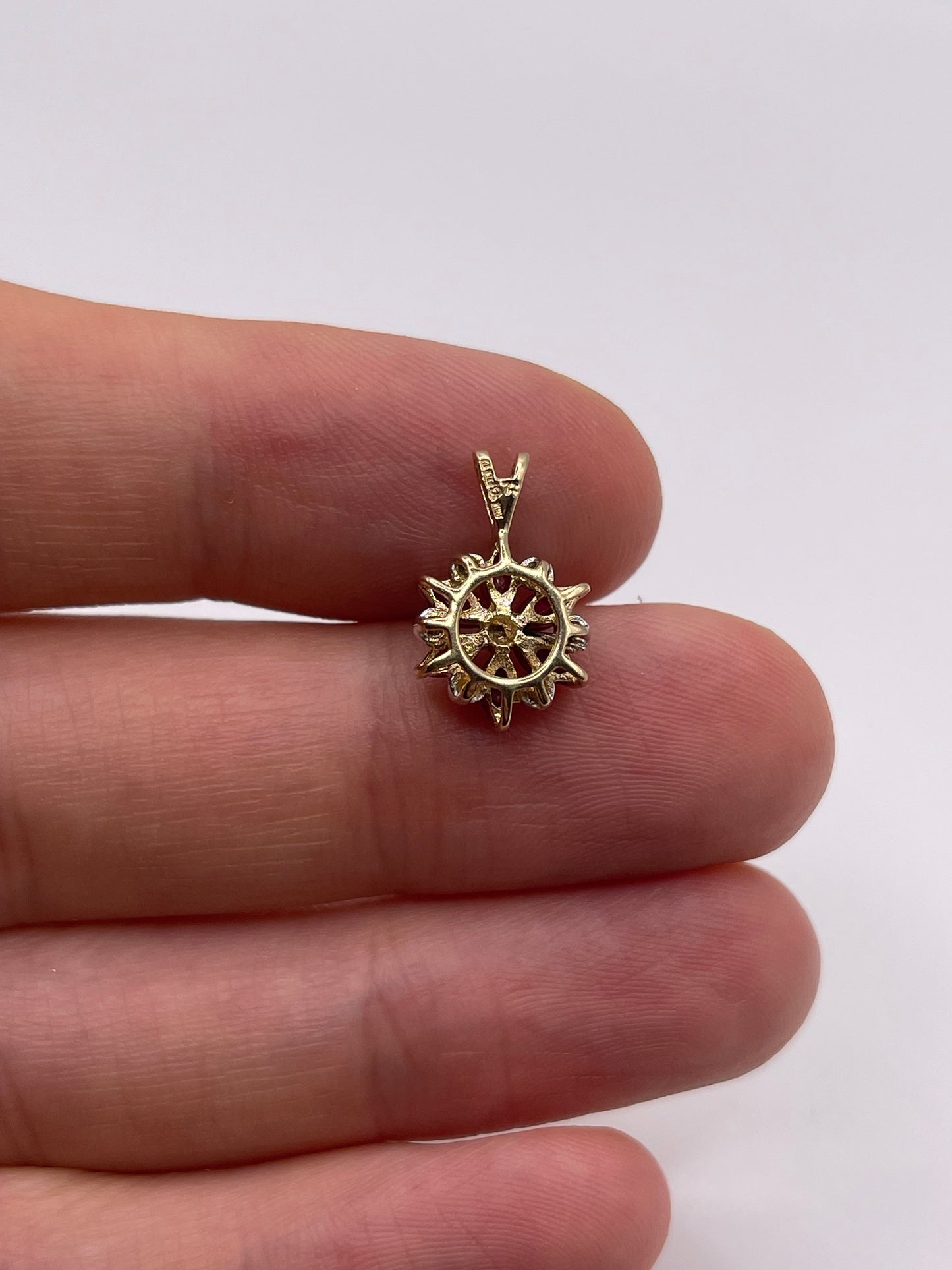 9ct gold ruby and diamond pendant