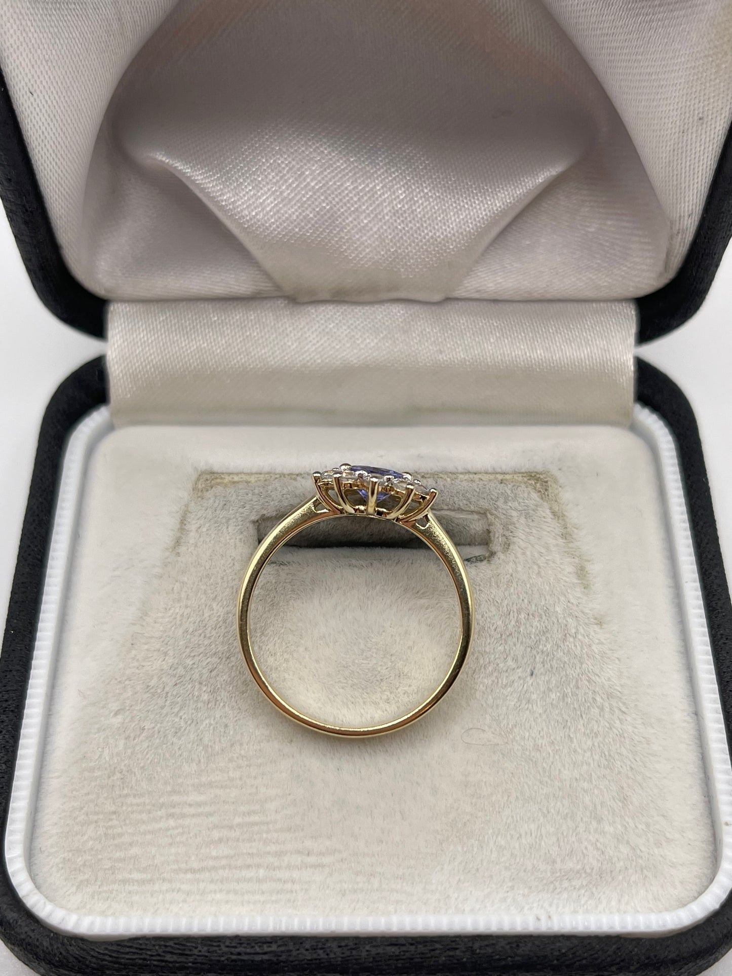 9ct gold tanzanite and zircon ring
