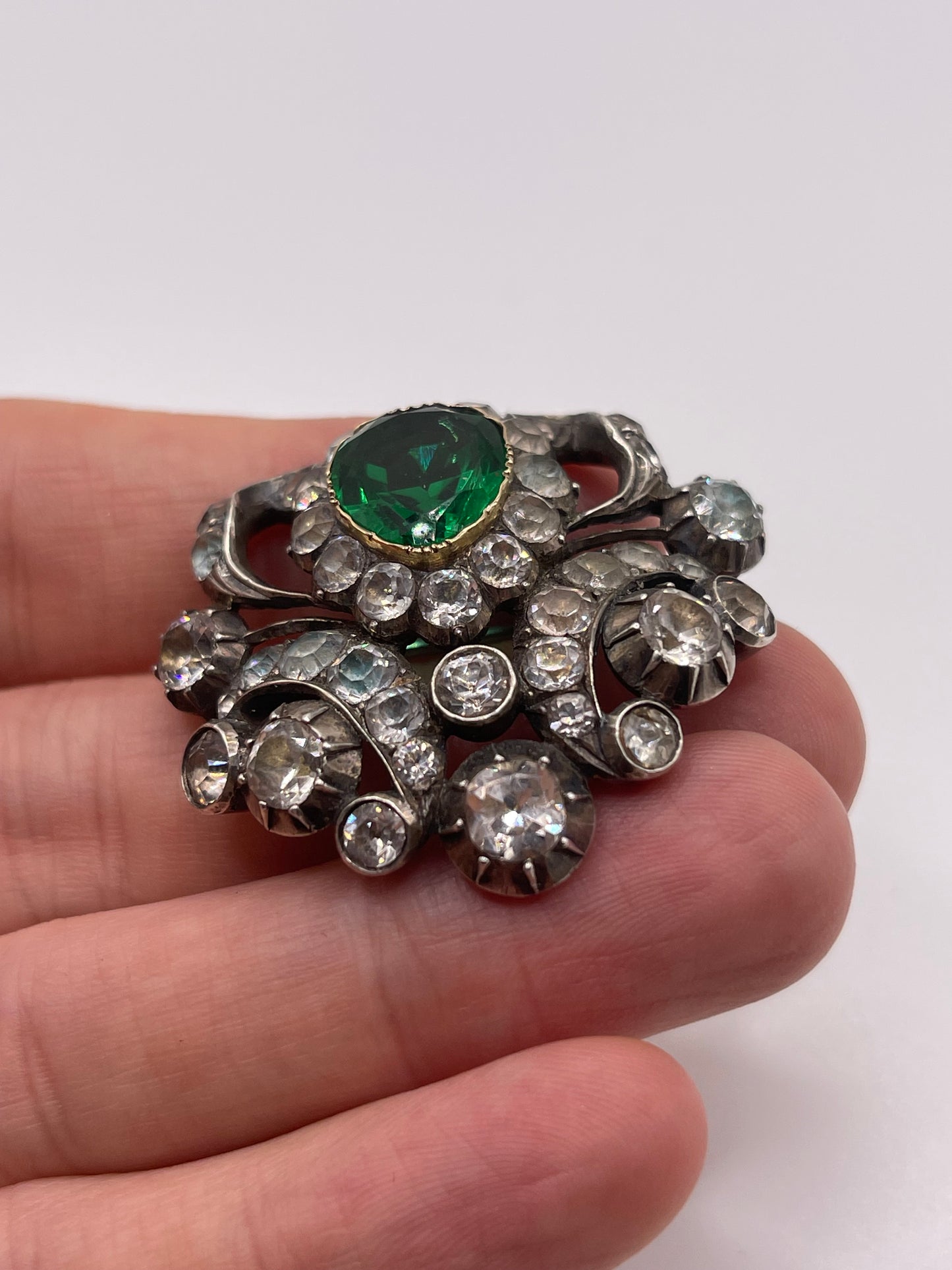 Antique silver paste brooch