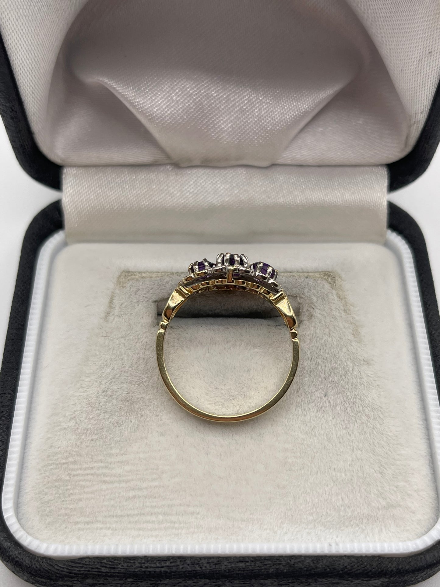 9ct gold amethyst and diamond ring