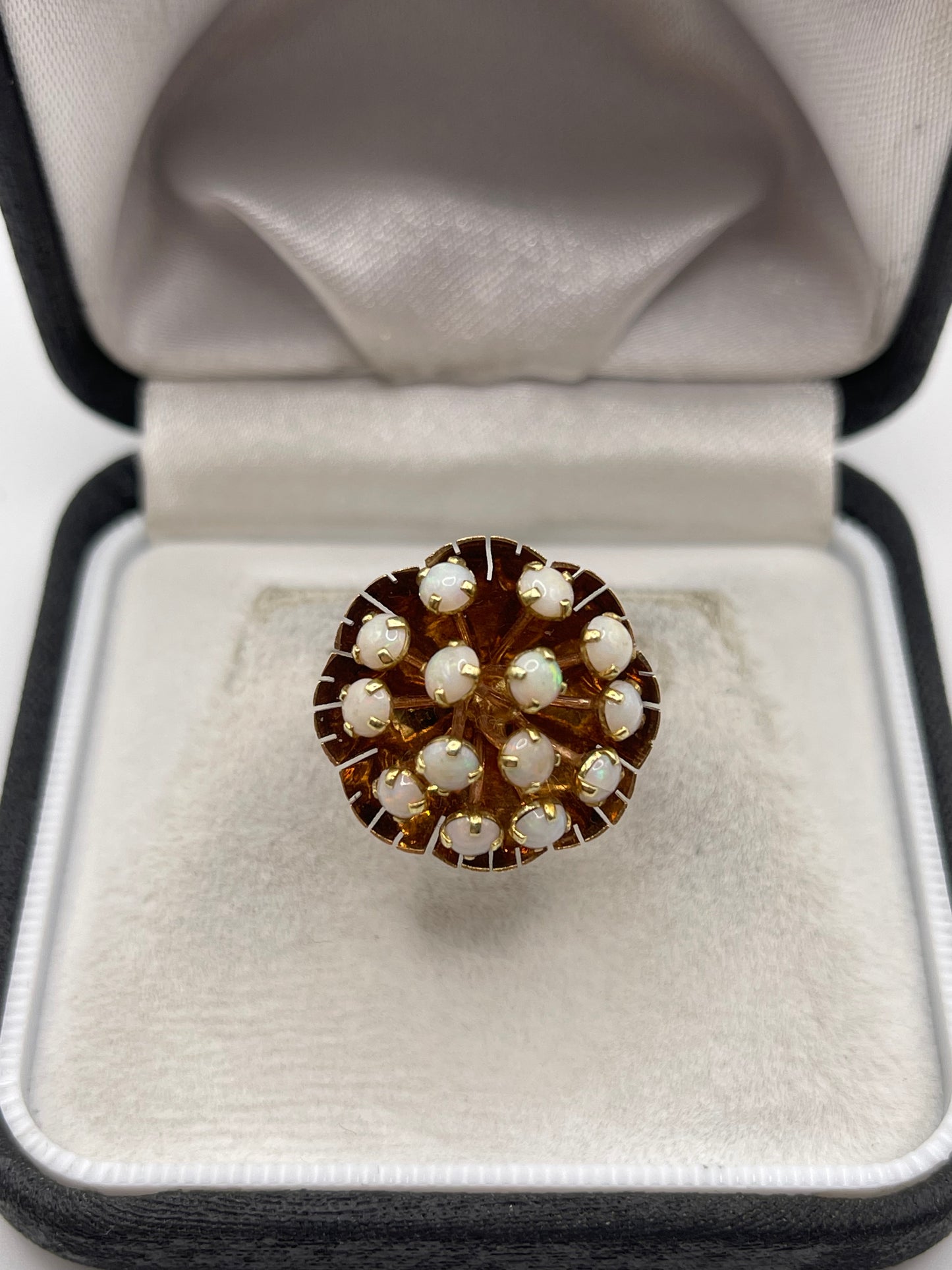 14ct rose gold opal cluster ring