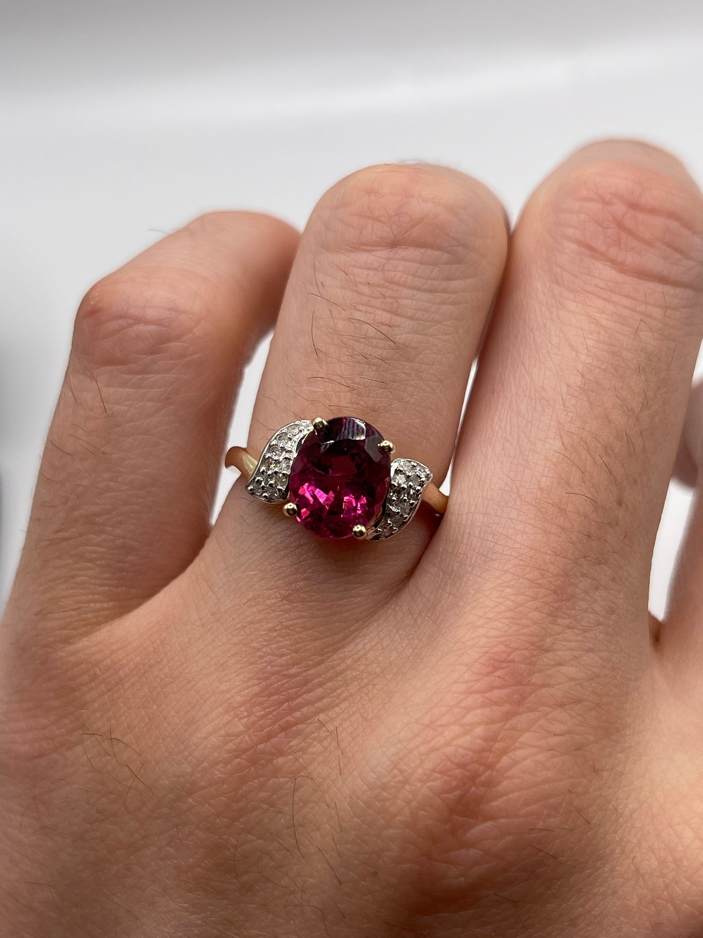 9ct gold tourmaline and diamond ring