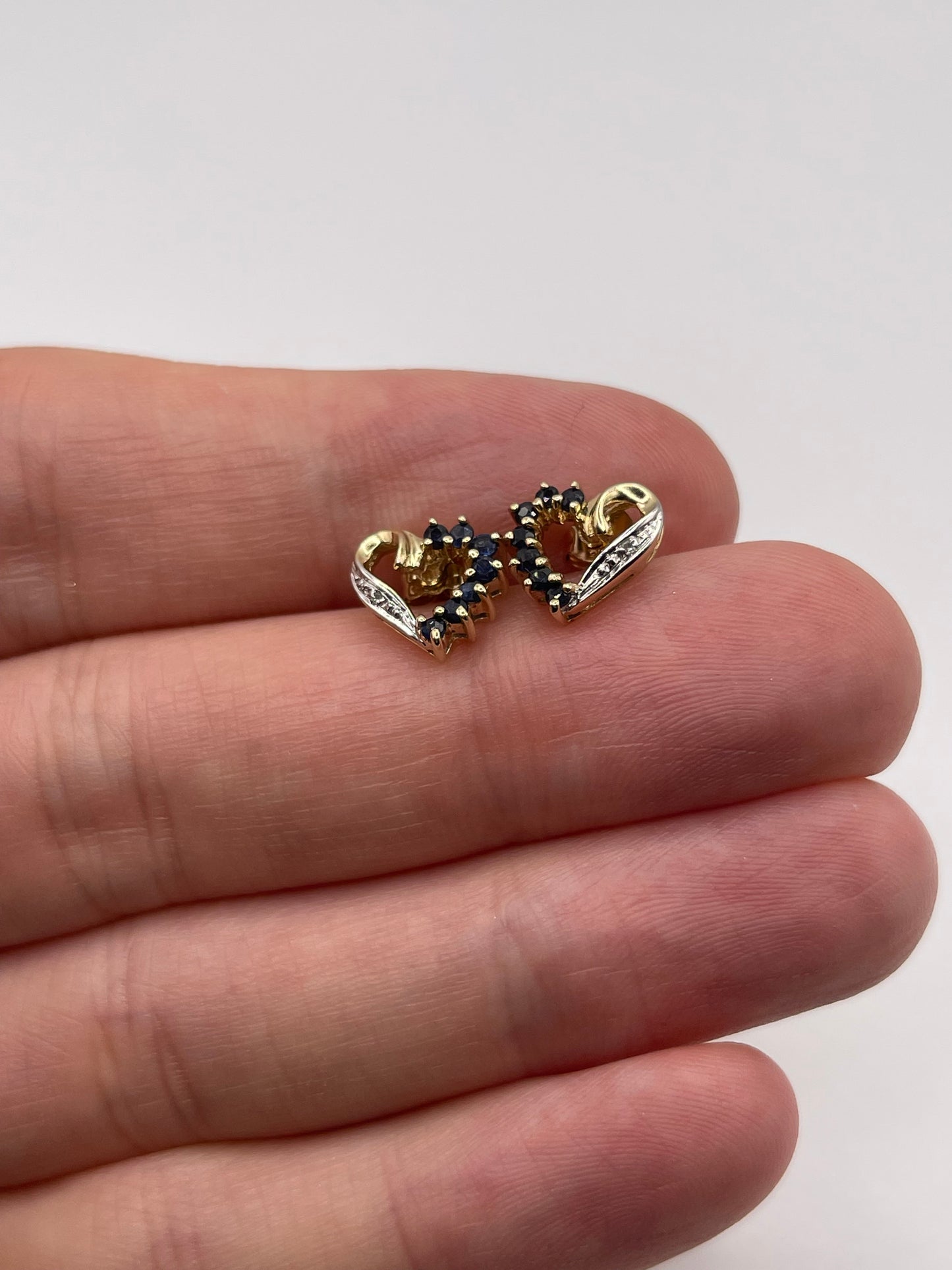 9ct gold sapphire and diamond heart earrings