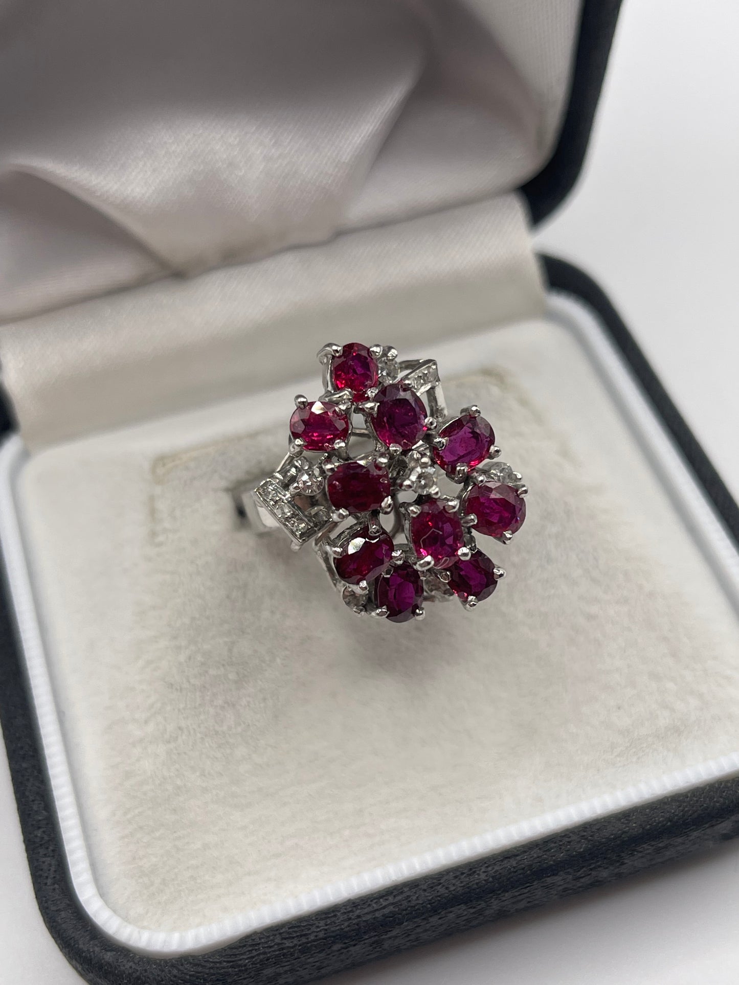 14ct white gold ruby and diamond ring