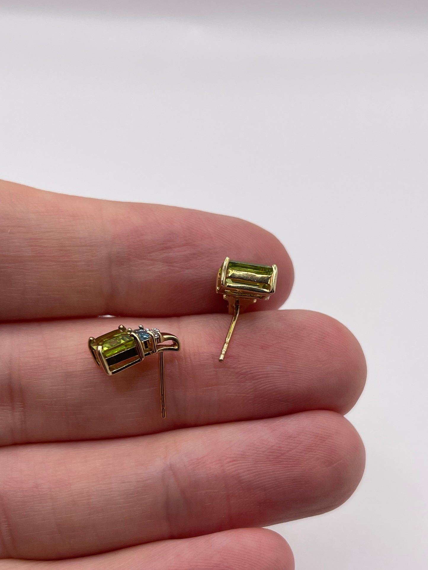 9ct gold peridot, topaz and diamond earrings