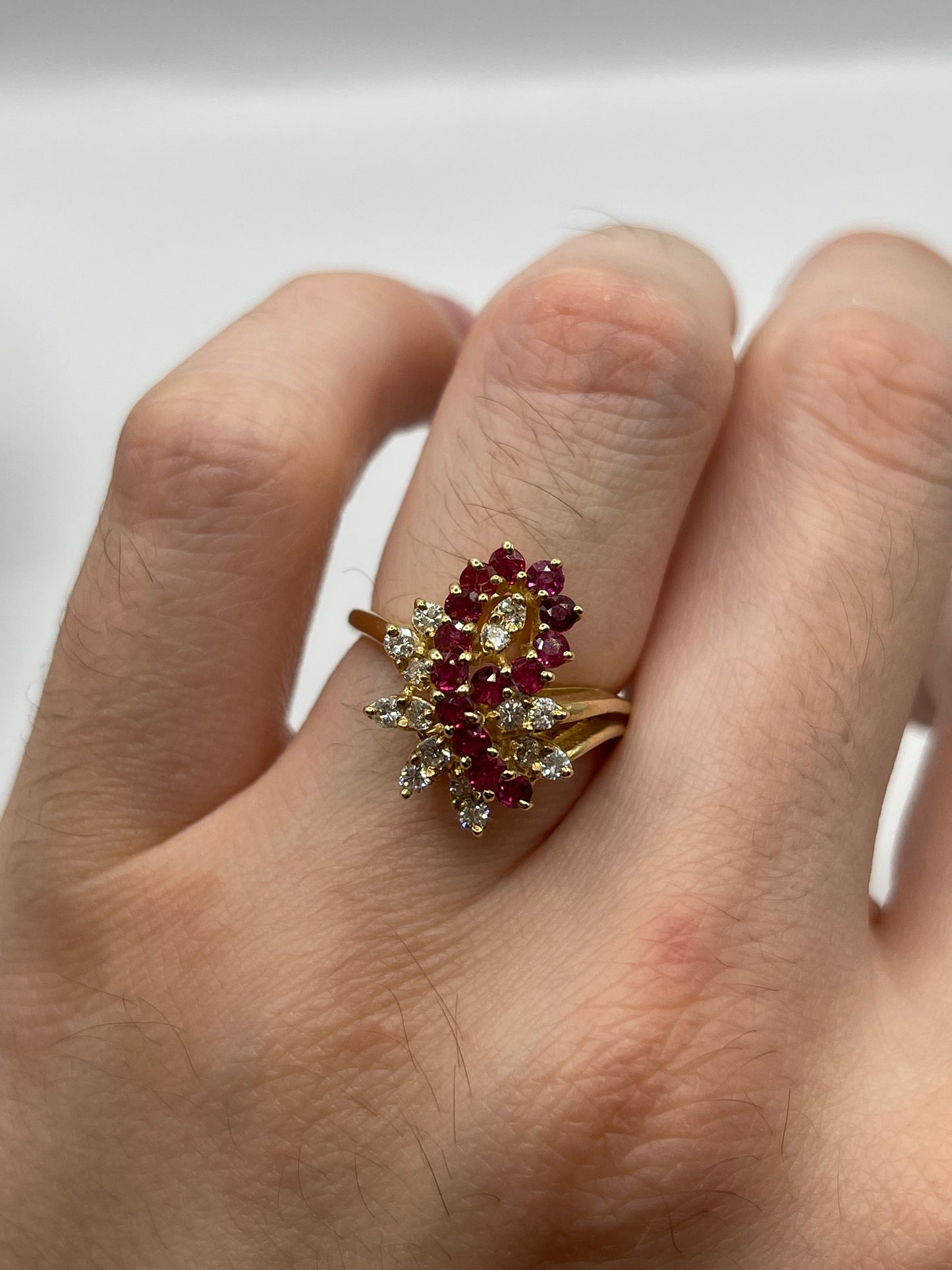 14ct gold ruby and diamond ring