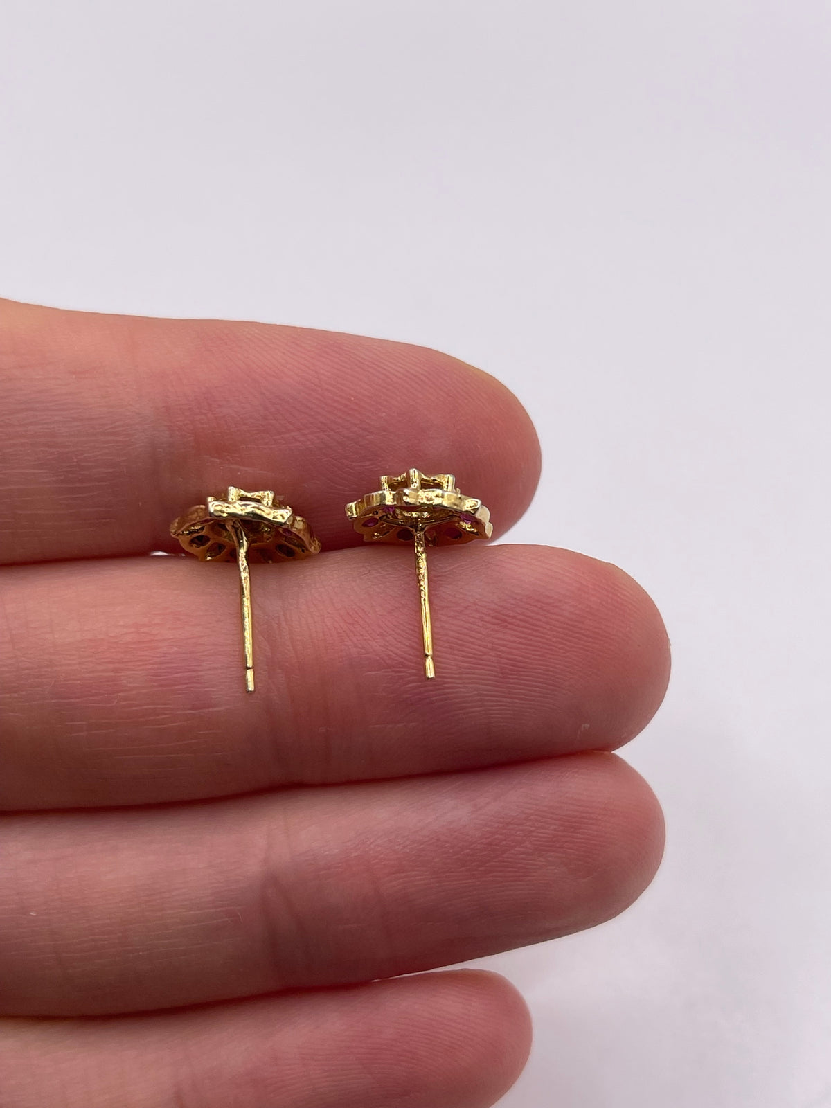 9ct gold ruby and diamond earrings