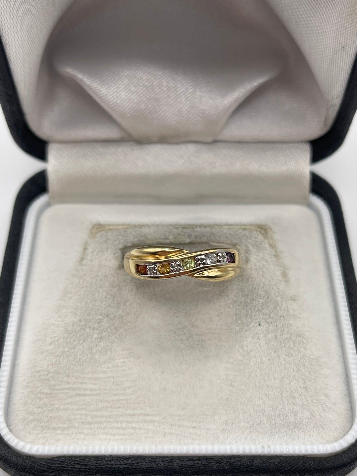 9ct gold multi gemstone and diamond ring